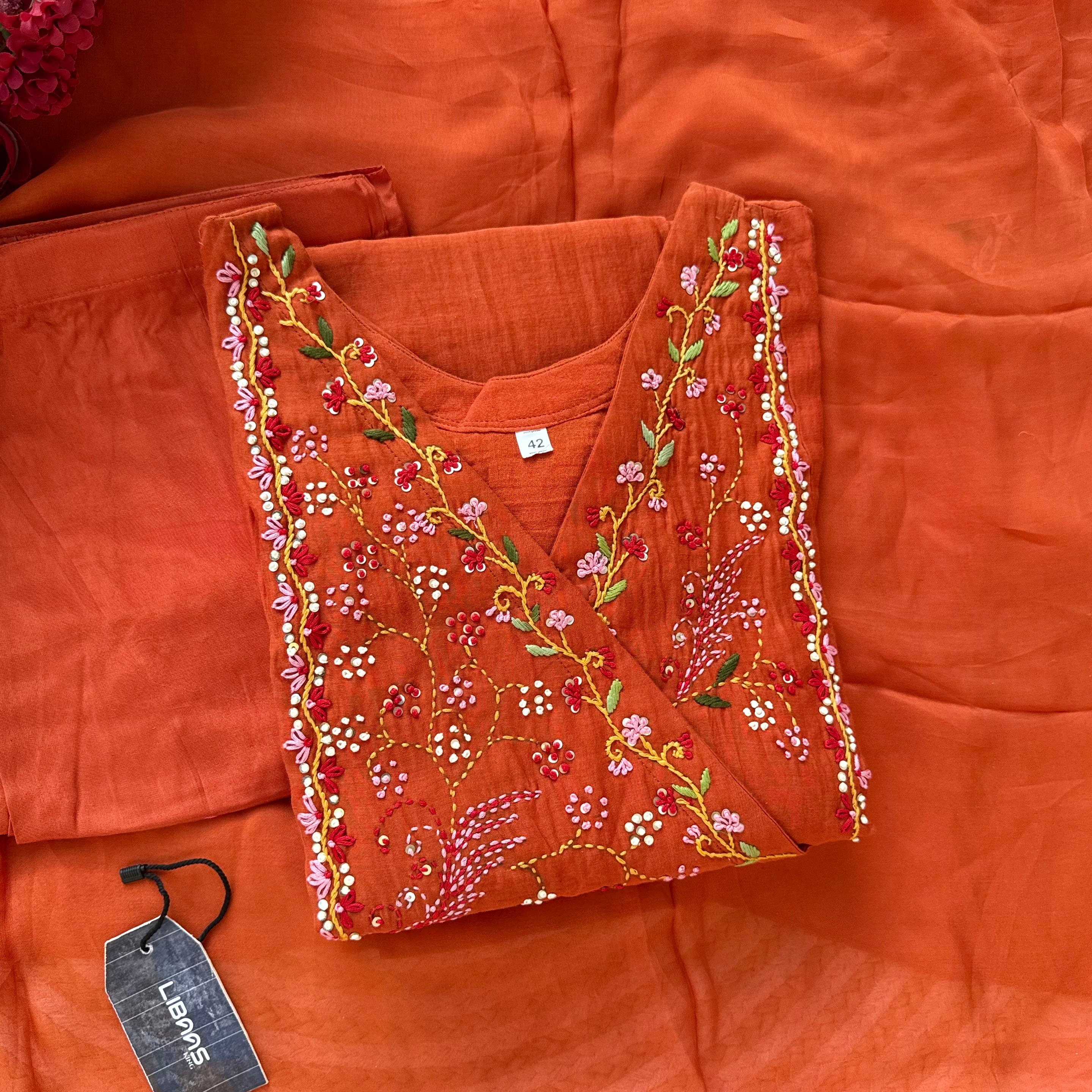 “MAHA” Premium Mul Chanderi anarkali suit set