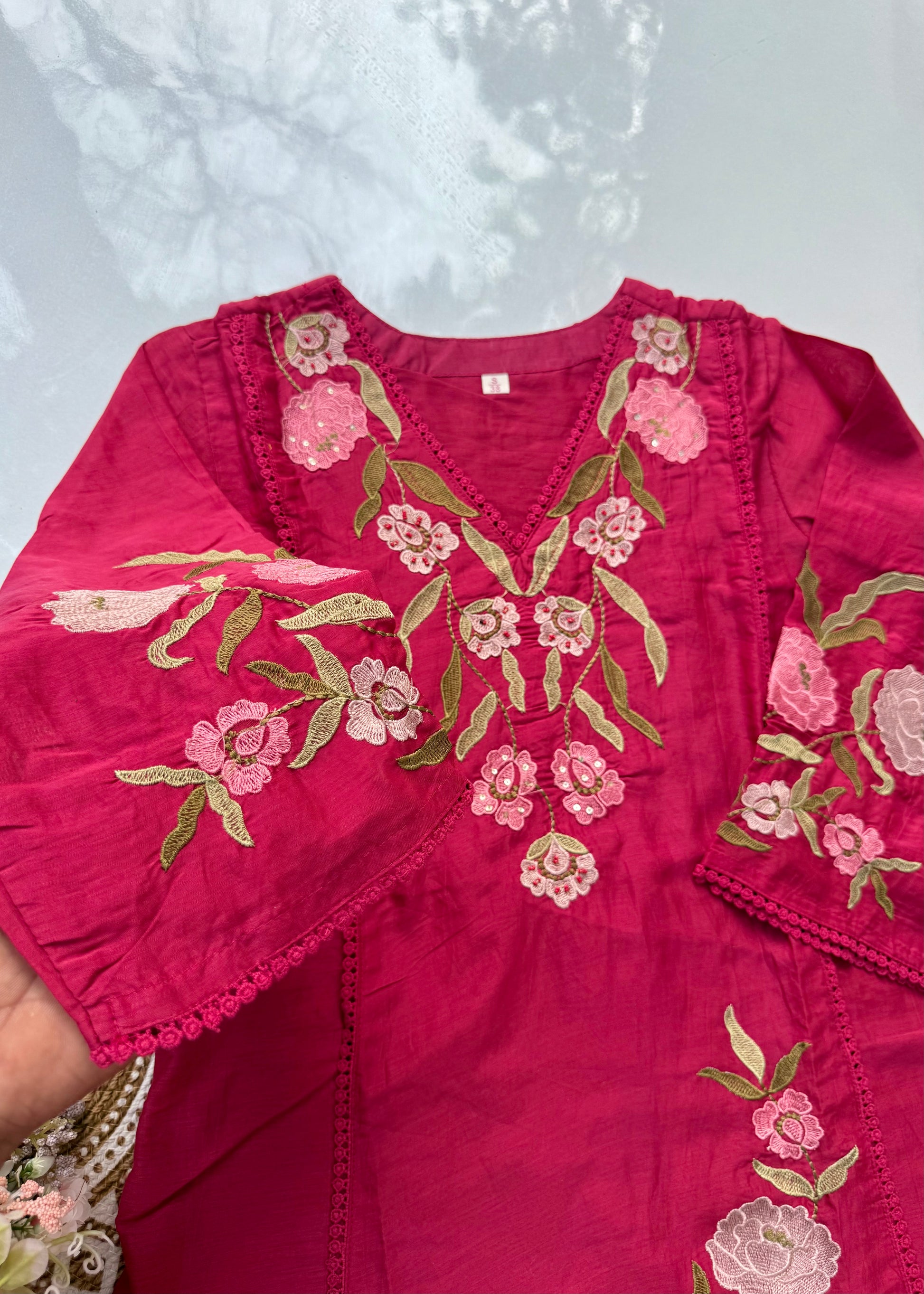 “ROSE” Premium embroidered Mul chanderi anarkali suit set