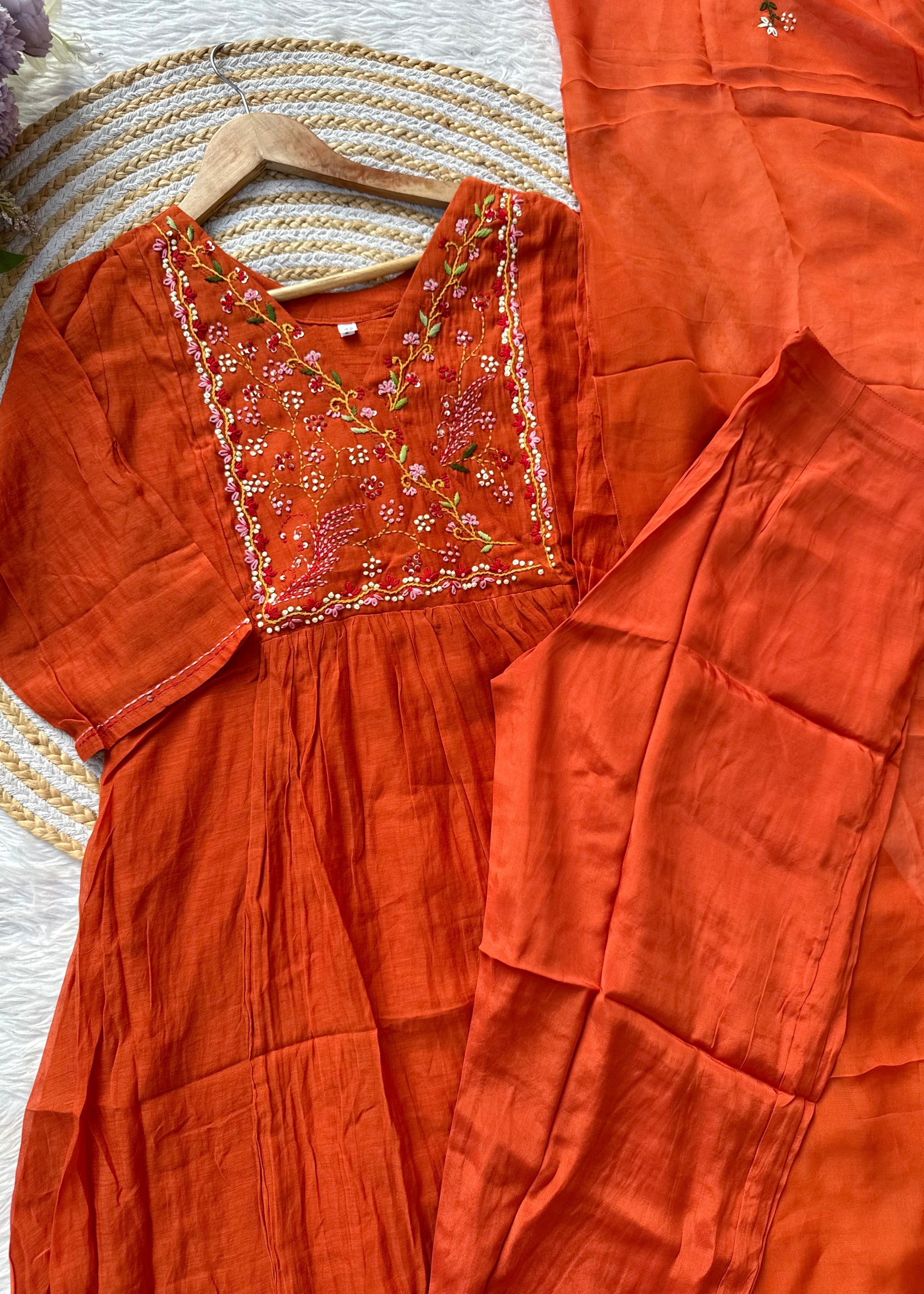 “MAHA” Premium Mul Chanderi anarkali suit set