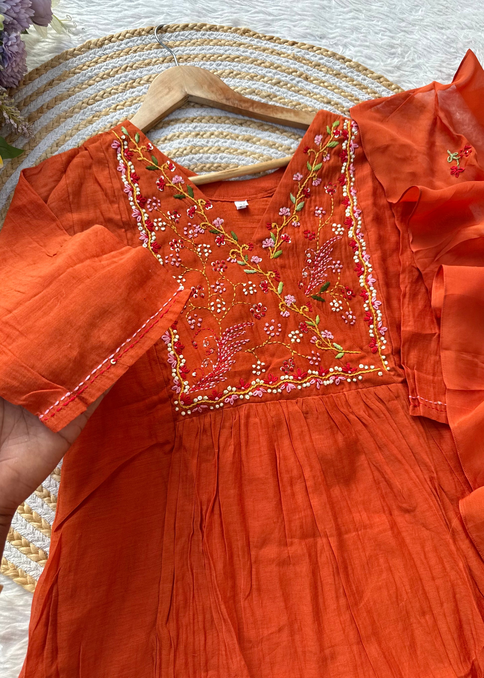“MAHA” Premium Mul Chanderi anarkali suit set