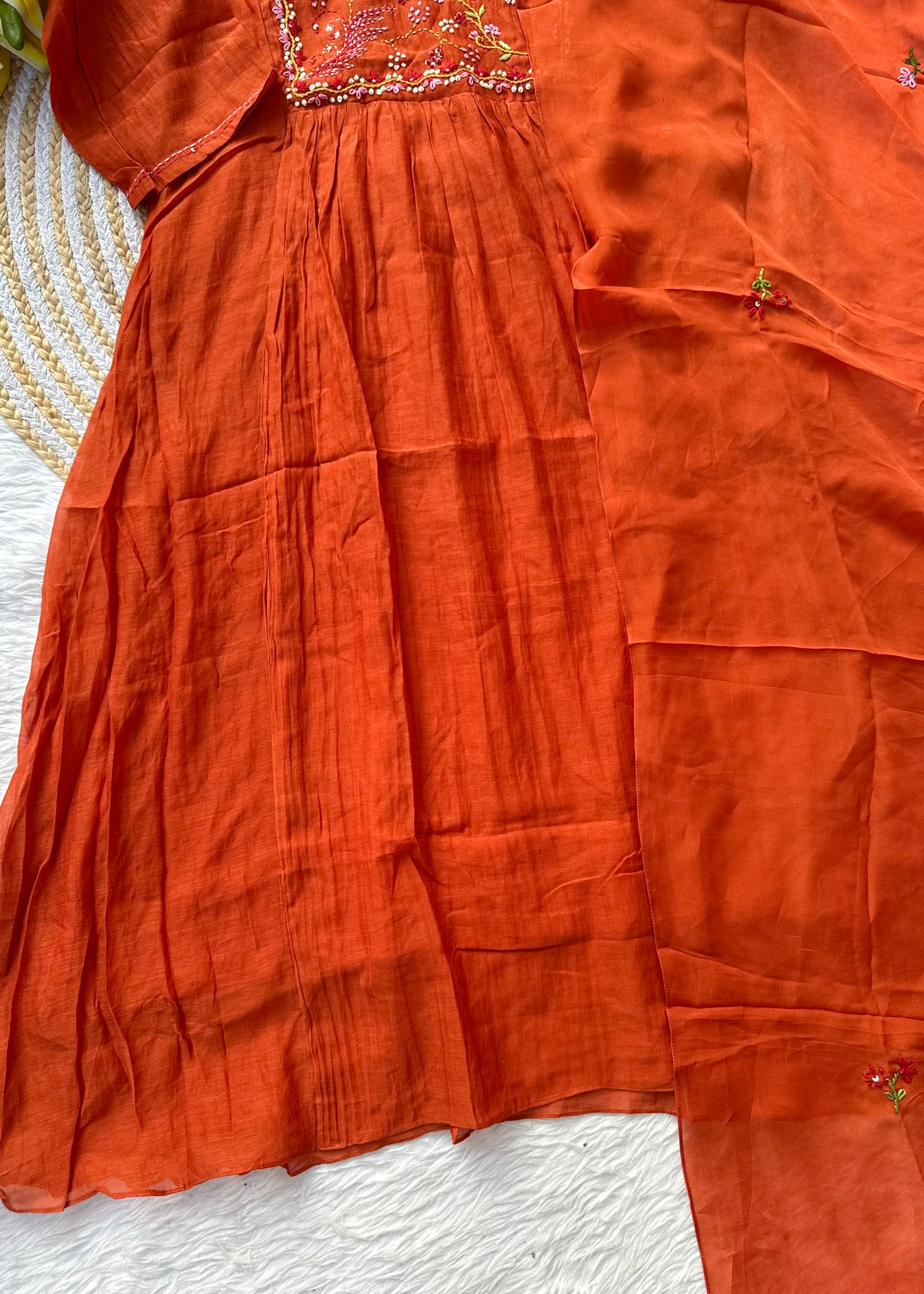 “MAHA” Premium Mul Chanderi anarkali suit set