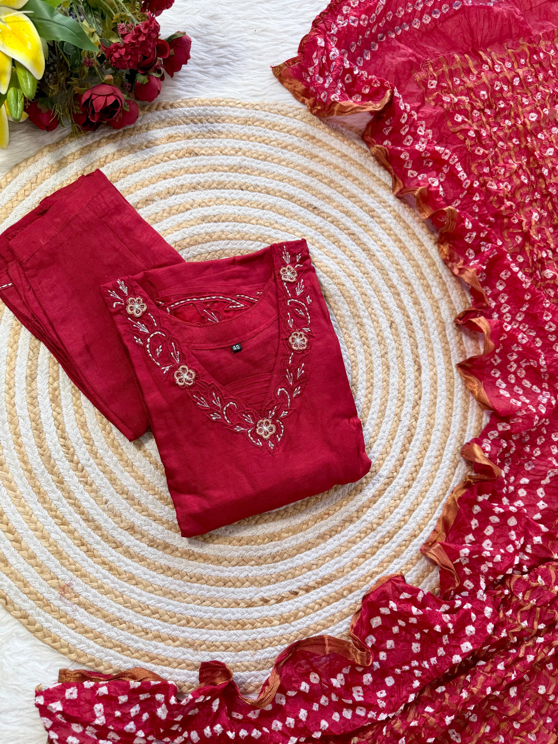 “ROWAN” Premium dola silk maroon suit set