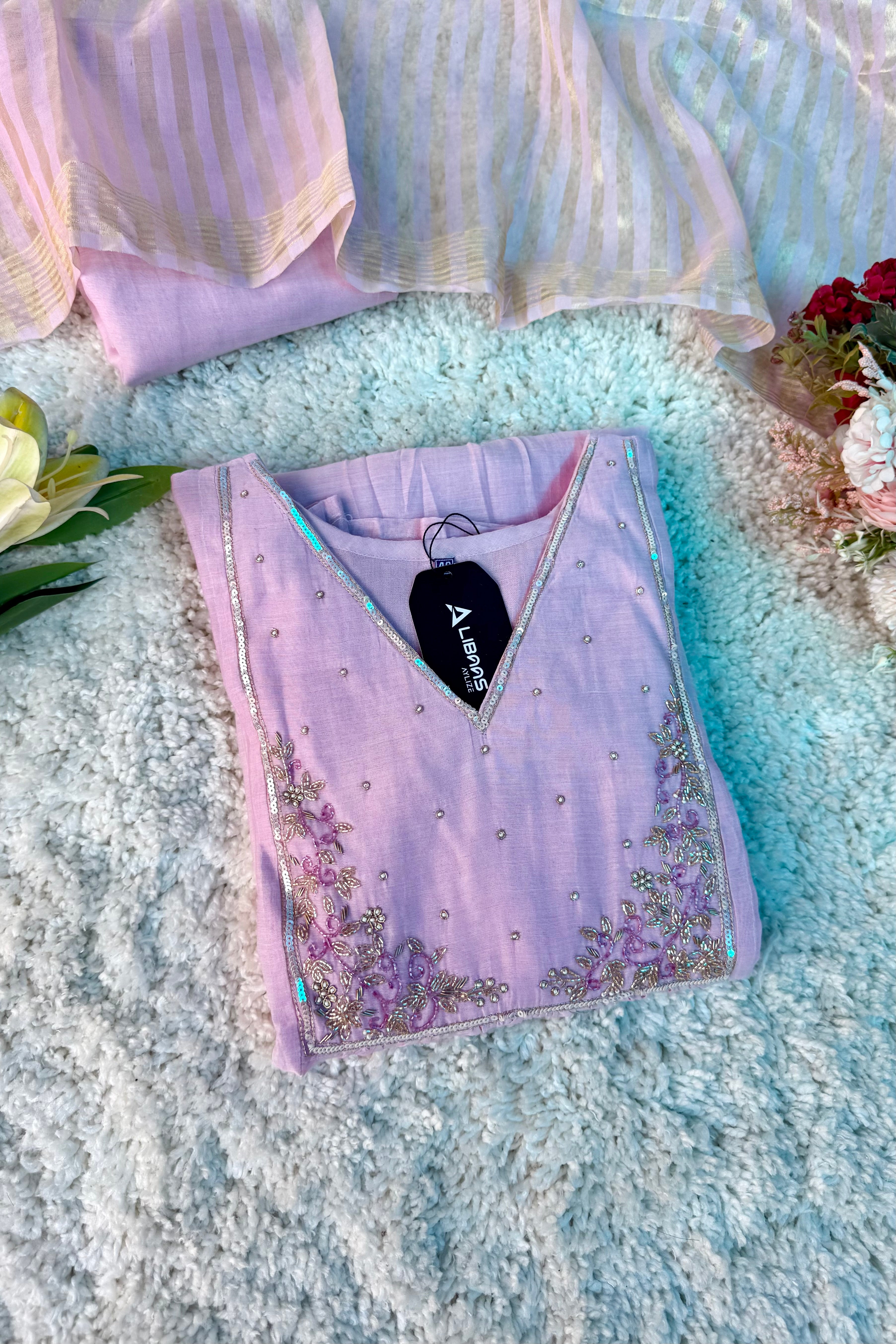 Gulnoor – Mul Chanderi A-Line Kurta Set with Dupatta