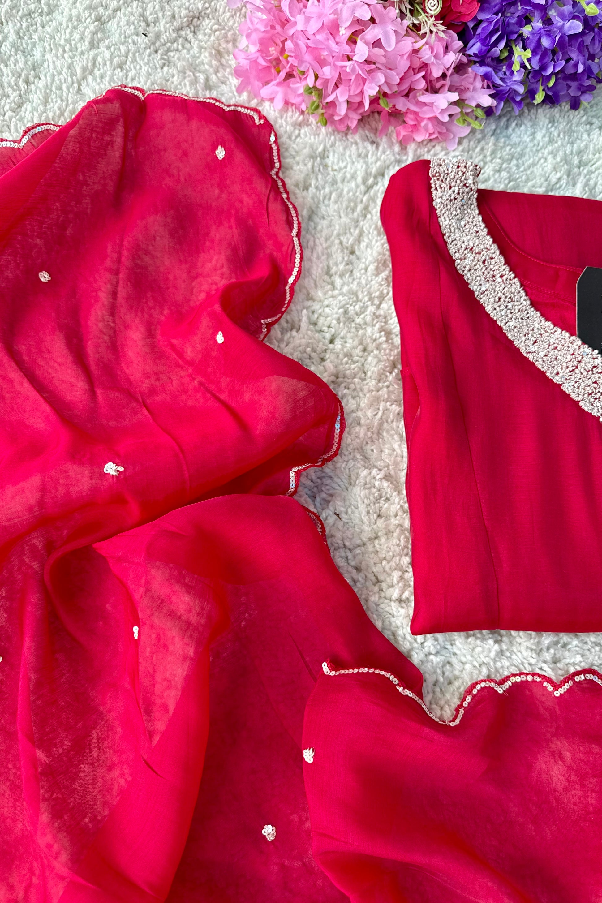 ❤️Sreya – Premium Ho Silk Back Design A Line Kurta Set