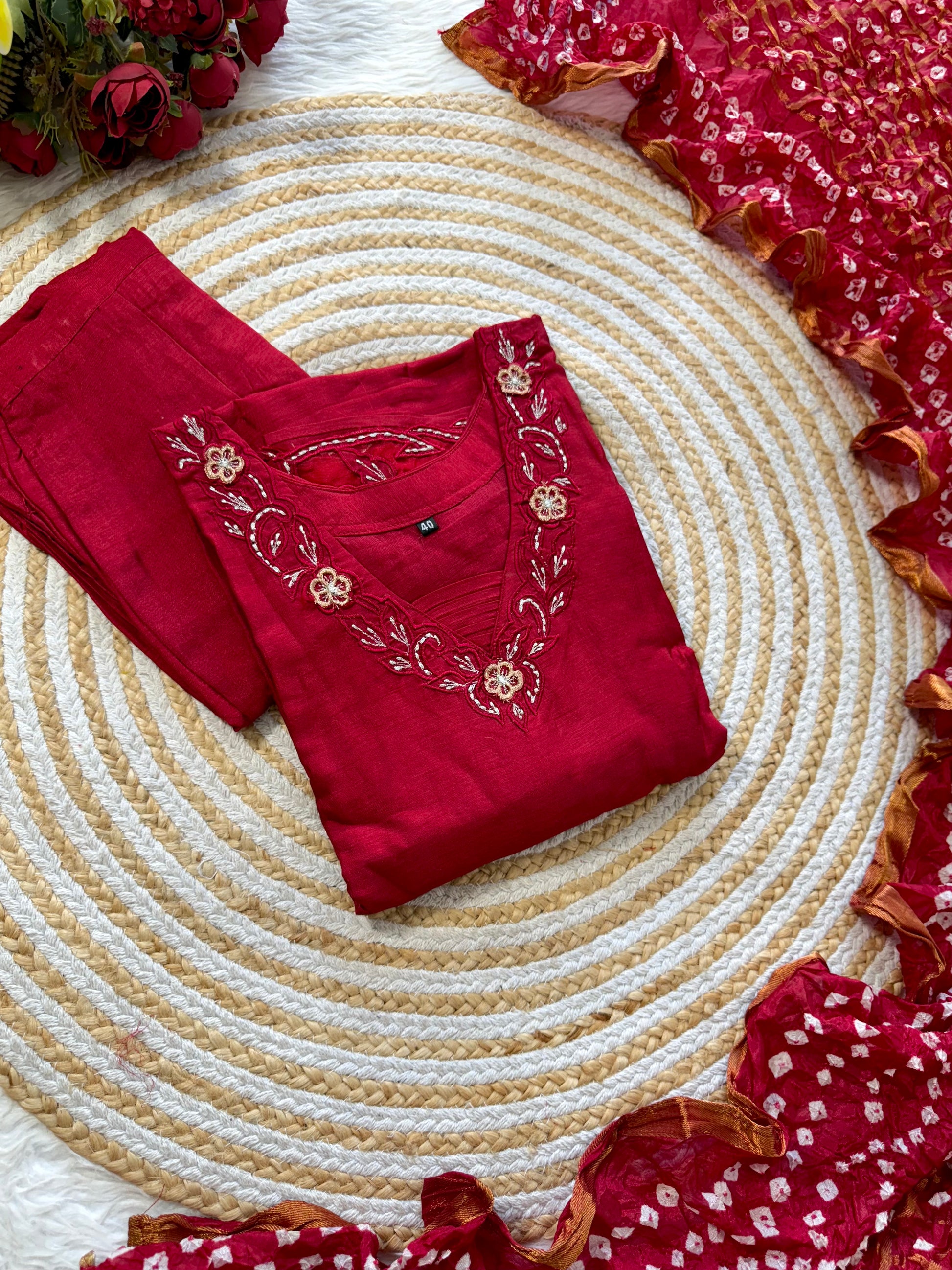 “ROWAN” Premium dola silk maroon suit set