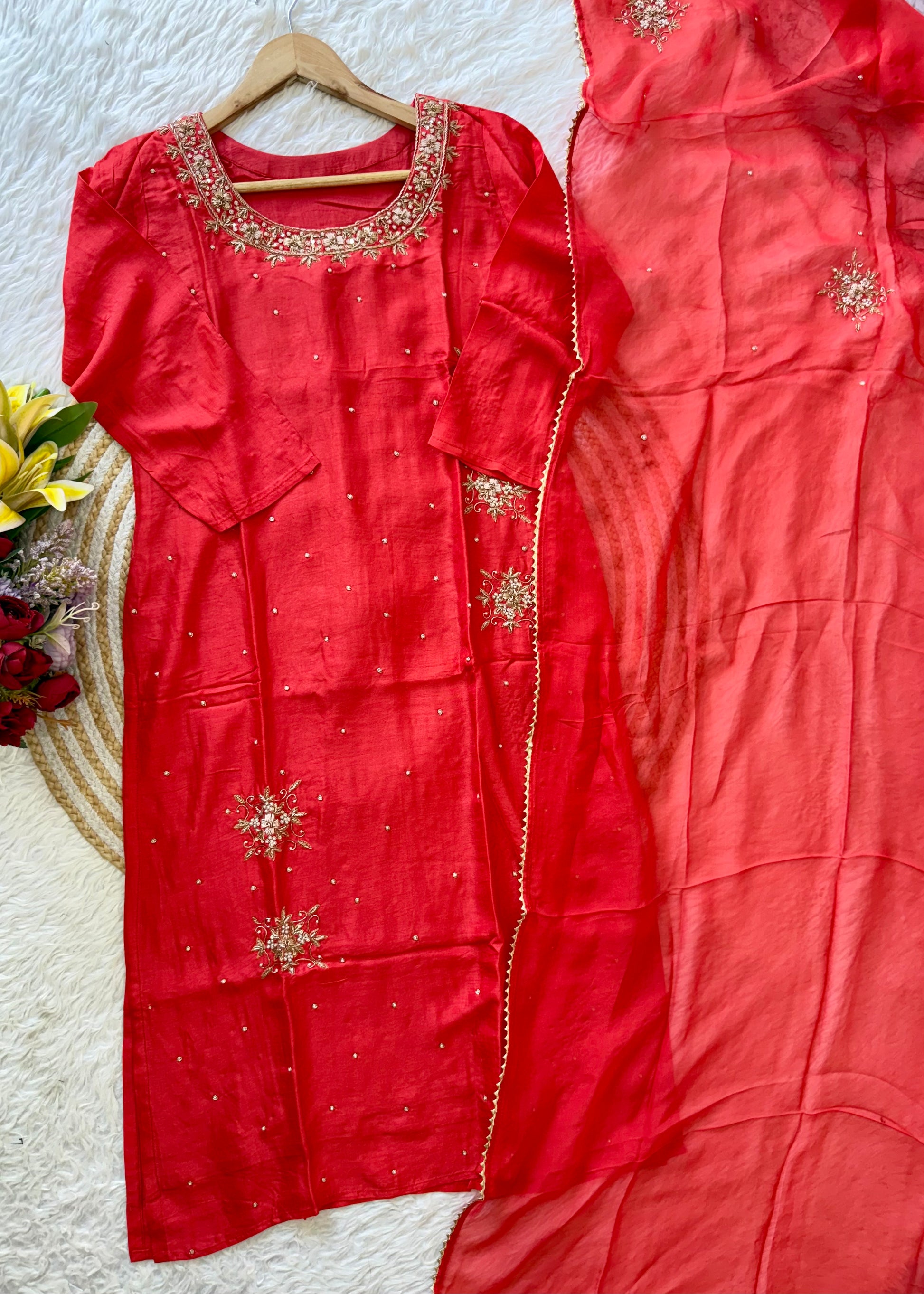 "Ferhin" A very beautiful piece with handwork kurti set