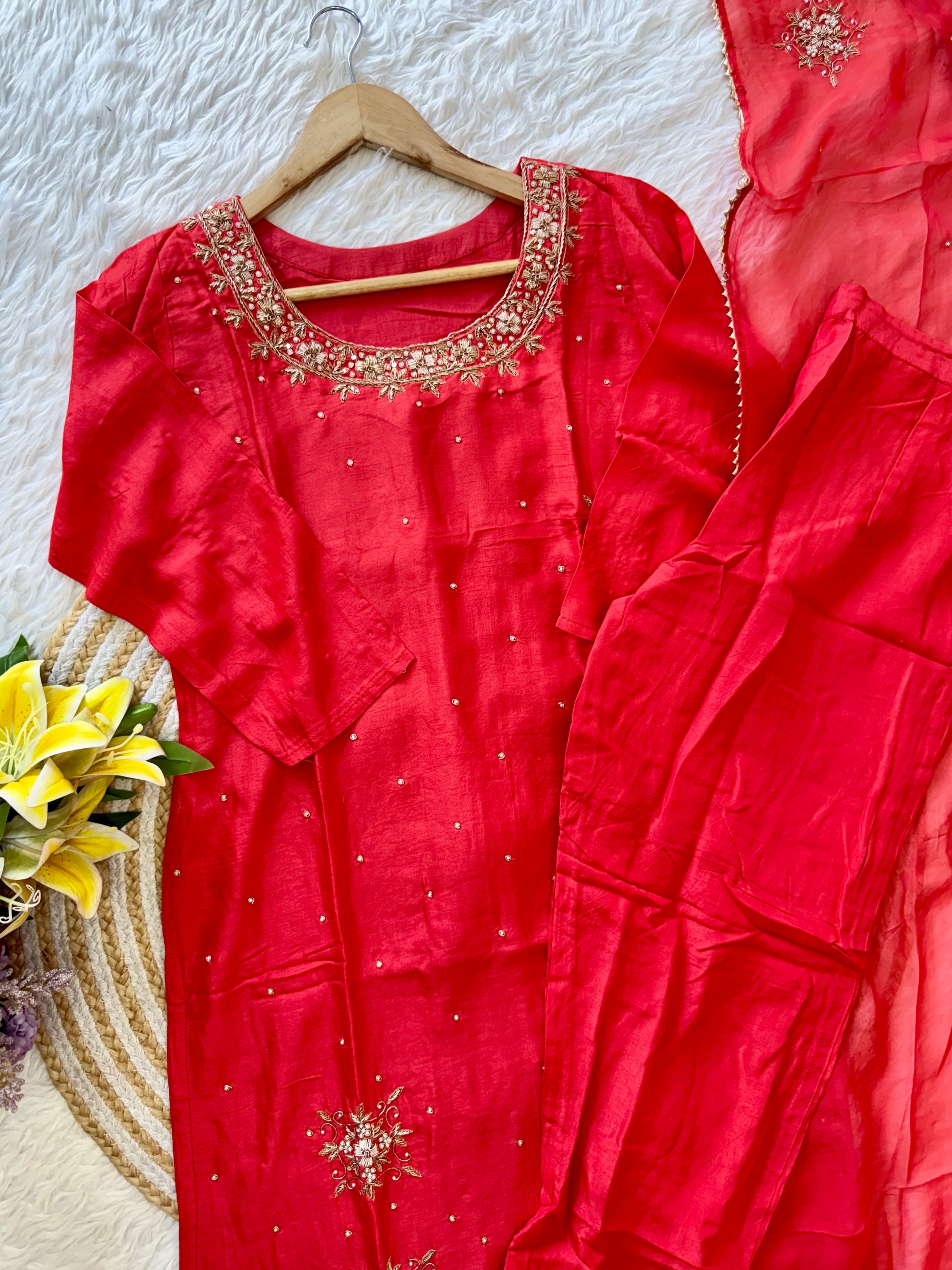 "Ferhin" A very beautiful piece with handwork kurti set