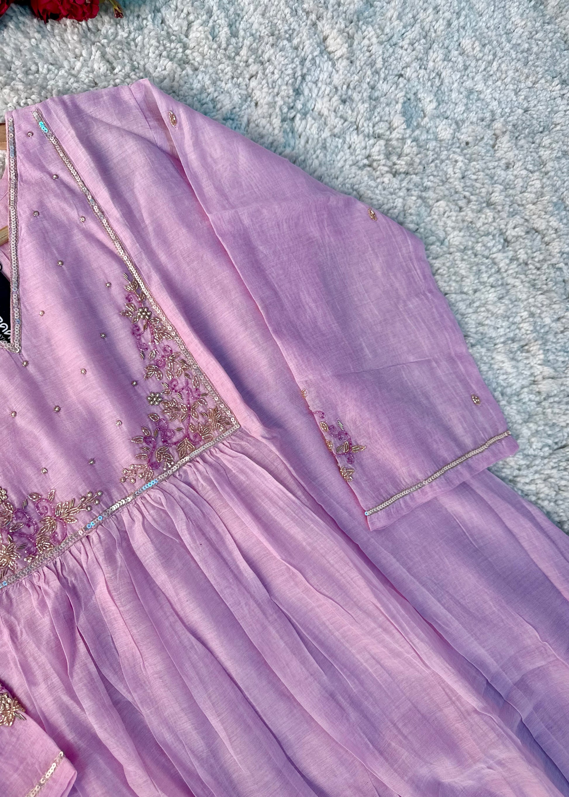 Gulnoor – Mul Chanderi A-Line Kurta Set with Dupatta