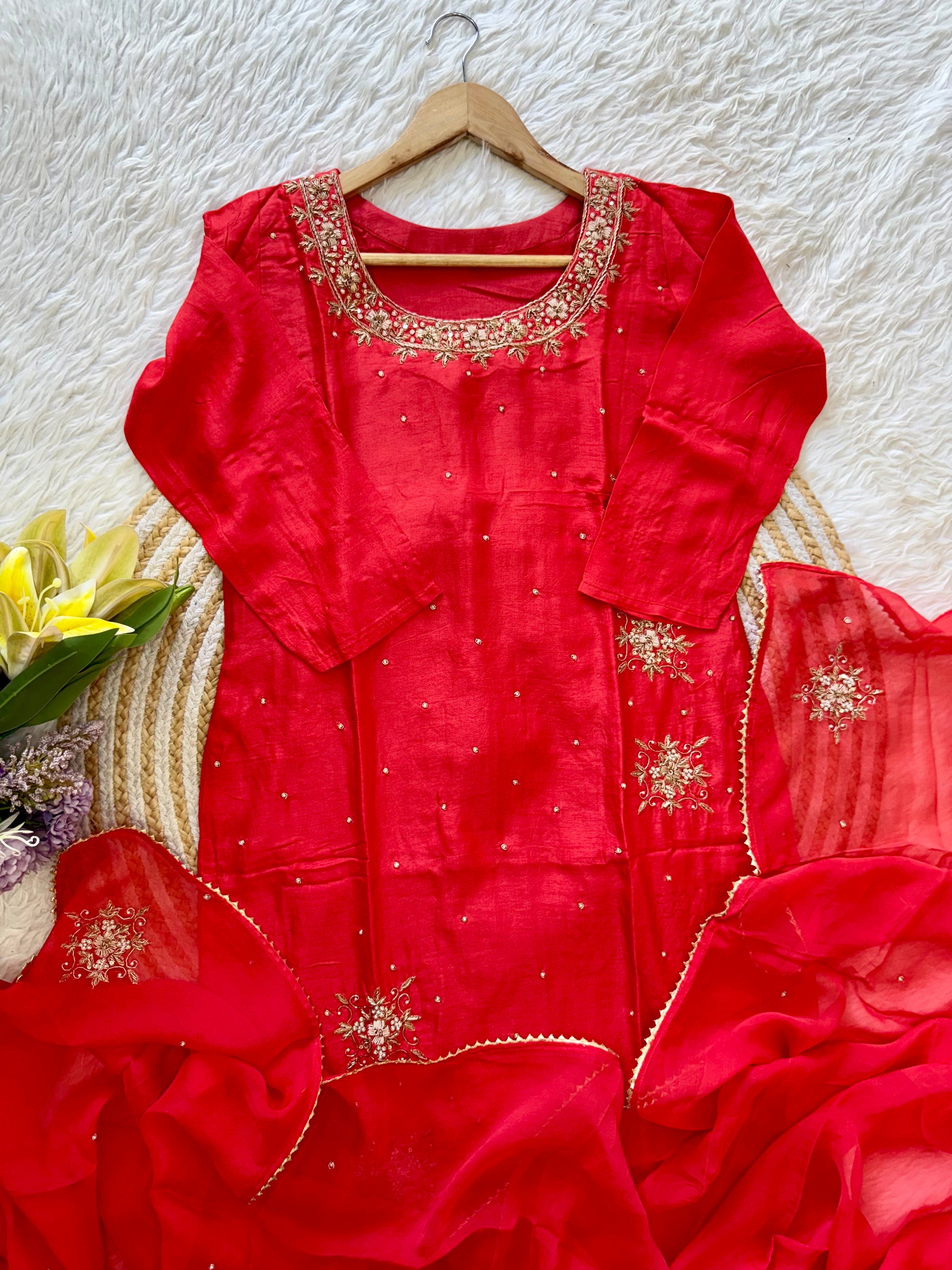 "Ferhin" A very beautiful piece with handwork kurti set