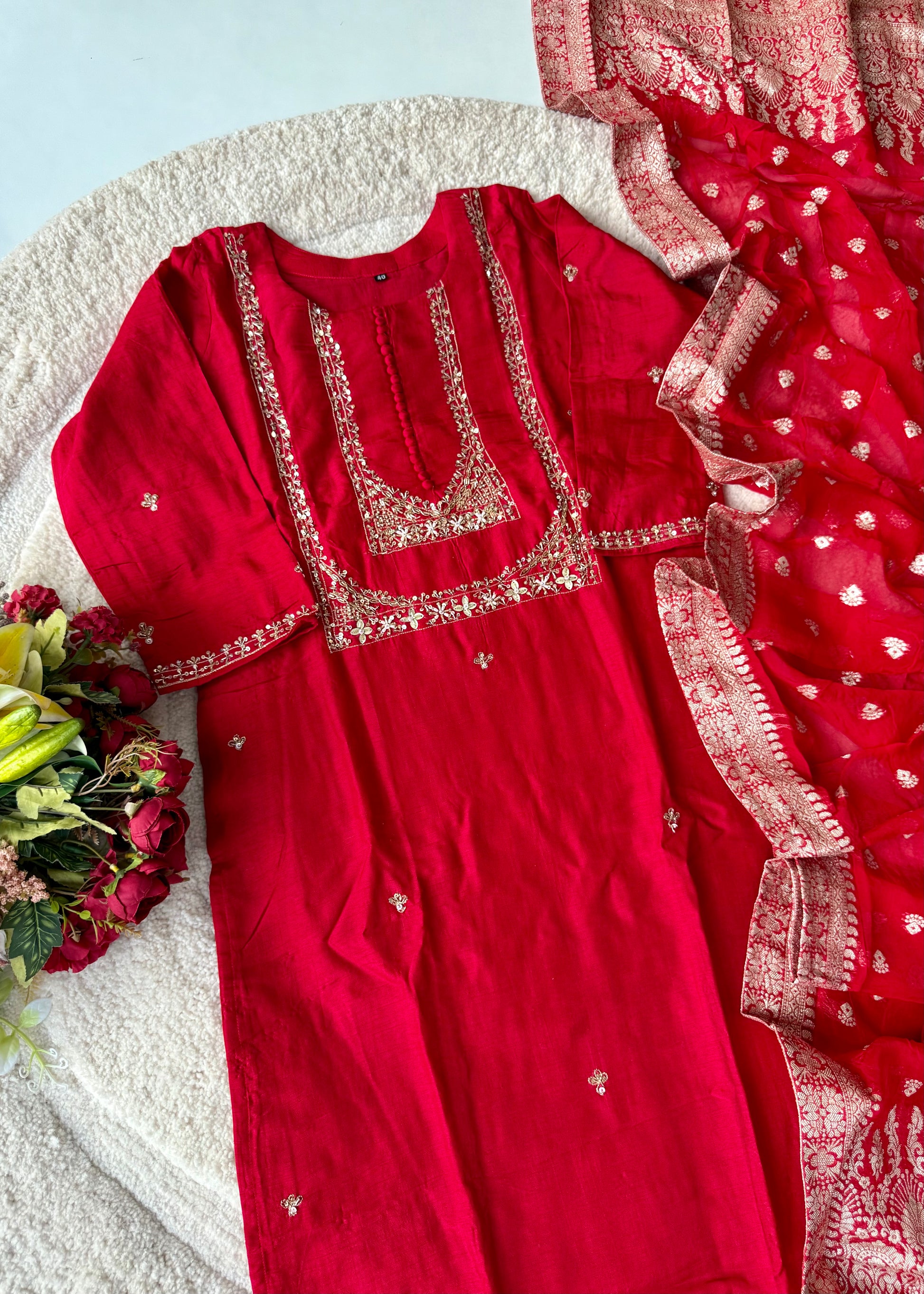 “Hiya” Premium range Dola Silk handwork Kurta Set