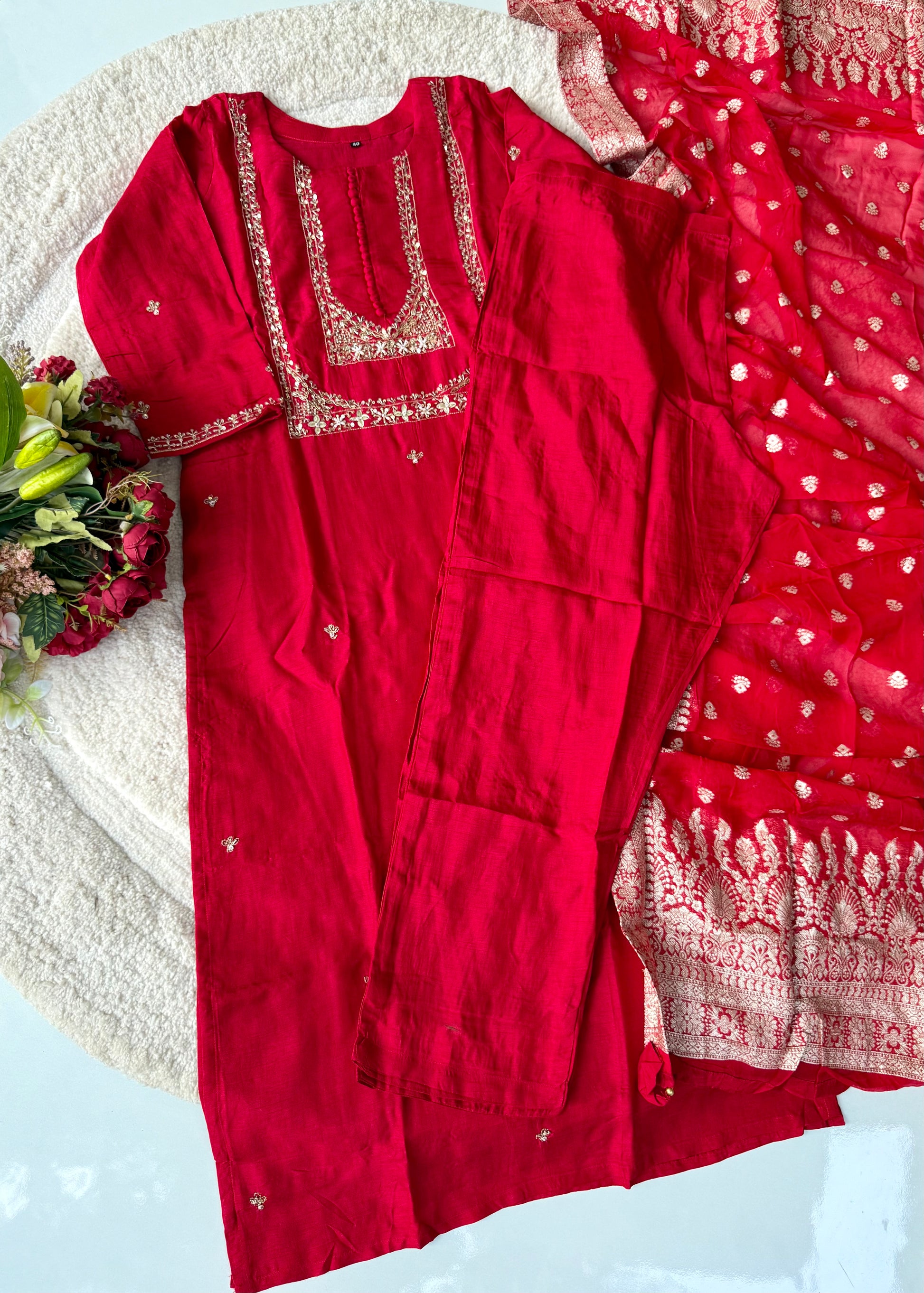 “Hiya” Premium range Dola Silk handwork Kurta Set