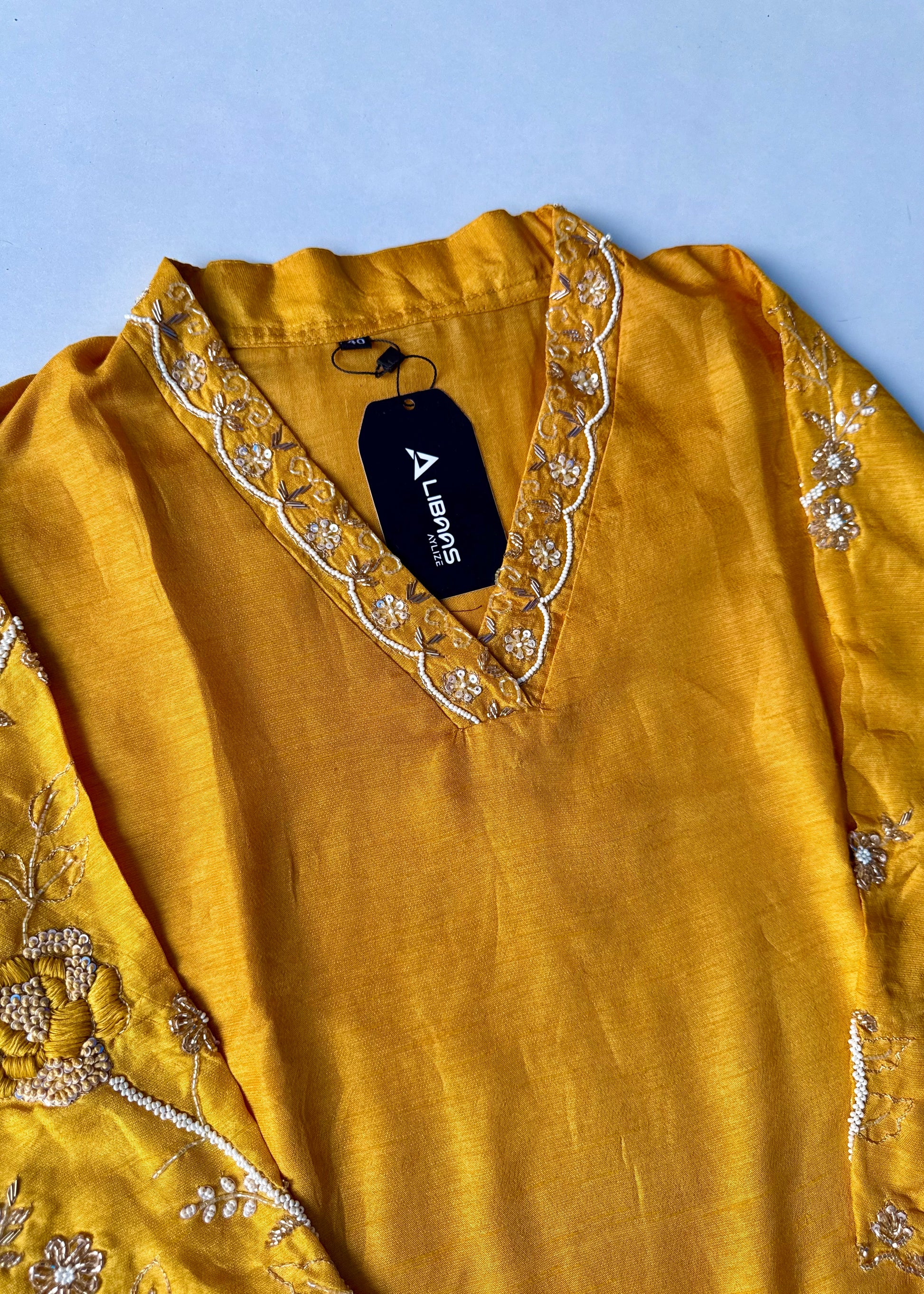 “Ivory” Beautiful Dola silk handcrafted kurta set