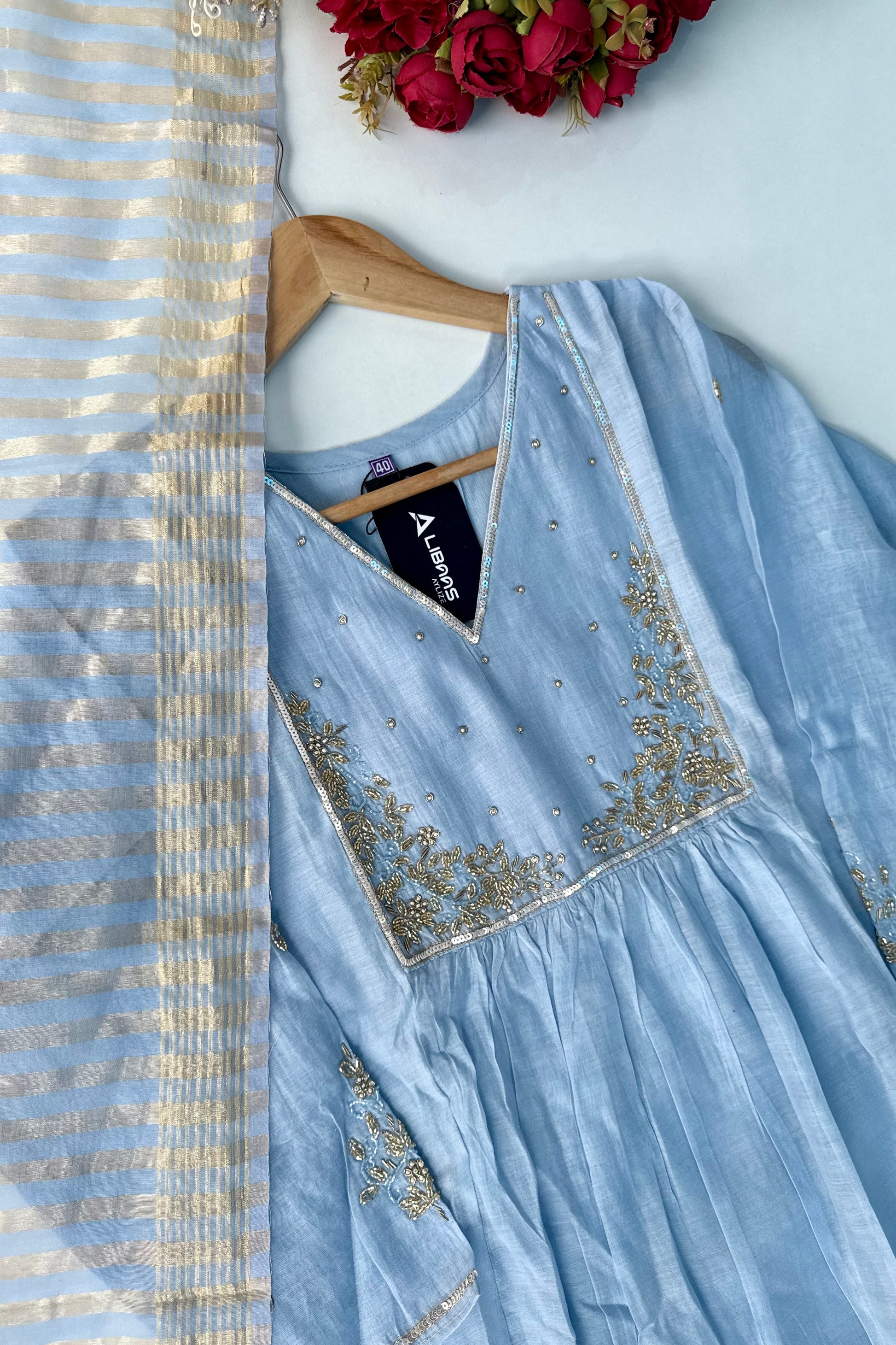 Gulnoor – Mul Chanderi A-Line Kurta Set with Dupatta