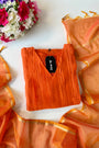 Premium Banarasi Mul Chanderi A-Line Kurta Set for Women Orange Color
