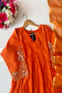 2. Orange Banarasi Mul Chanderi Kurta Set with Dupatta
