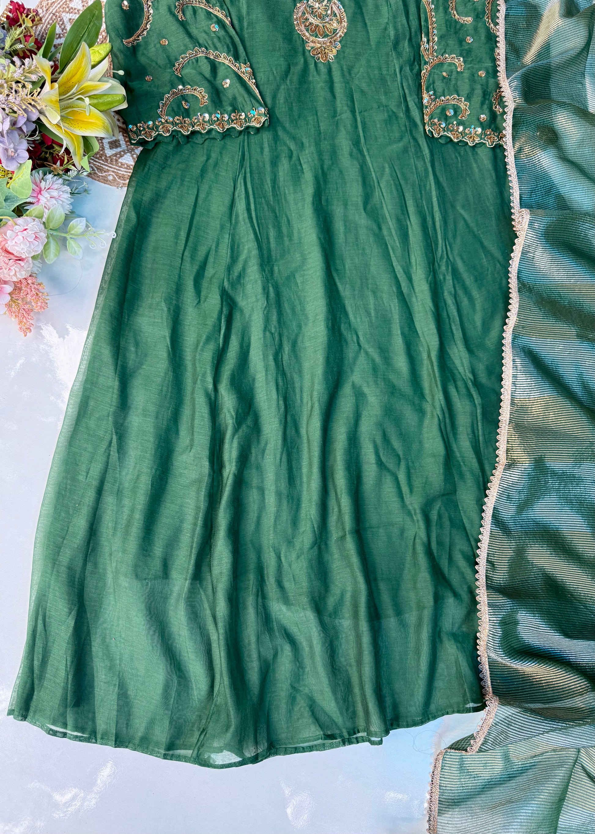 “Myra” Premium Mul Chanderi A line Anarkali Kurta Set