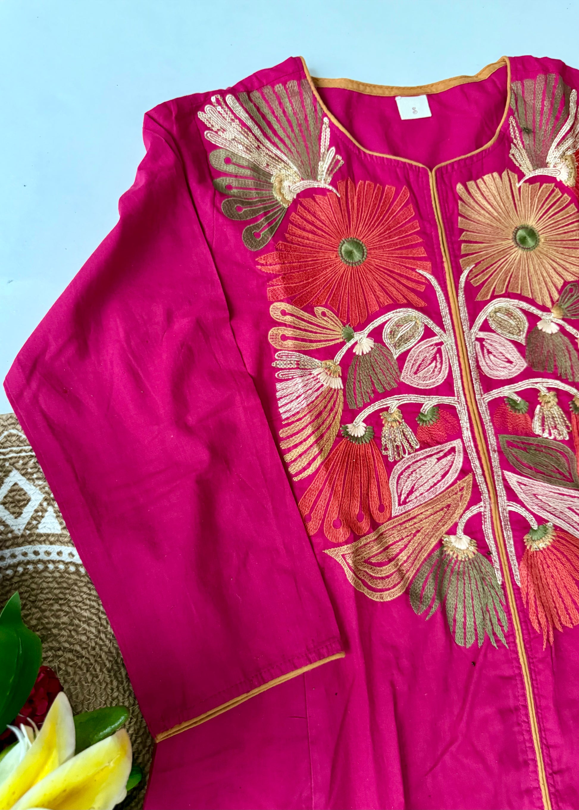 “Elegant” Embroidered Mul Cotton Kurta Set