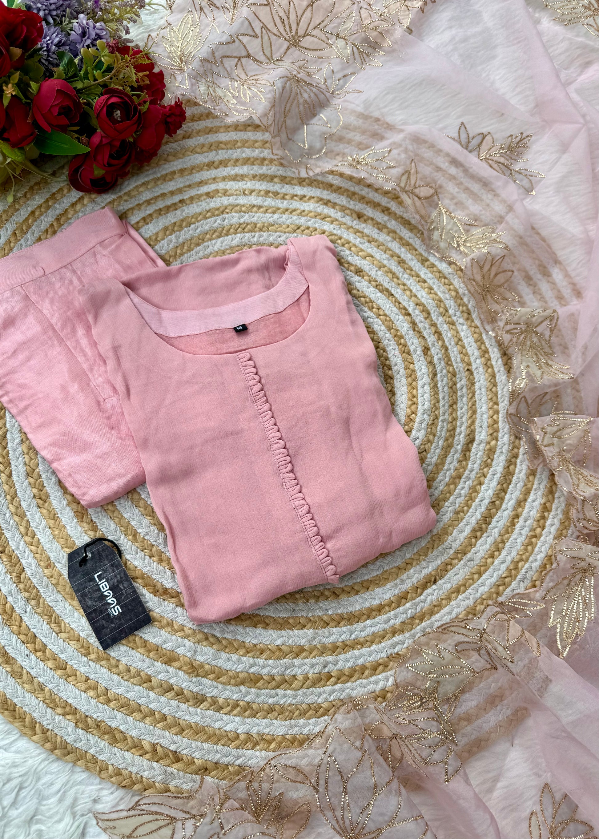 “MOREN” Premium Mul Chanderi Daman work kurta set