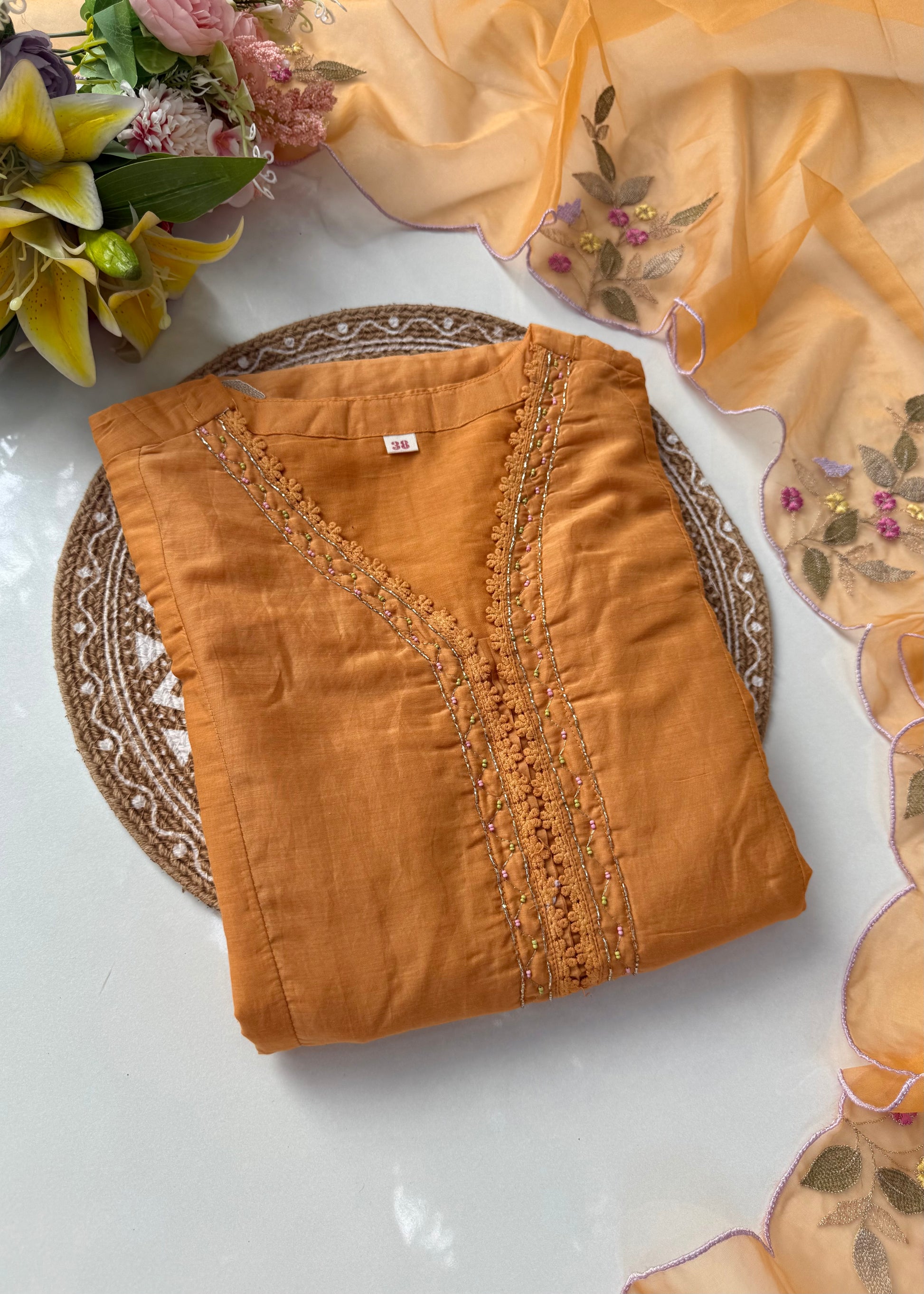 “PRAGYA” Beautiful Mul Chanderi straight kurta set