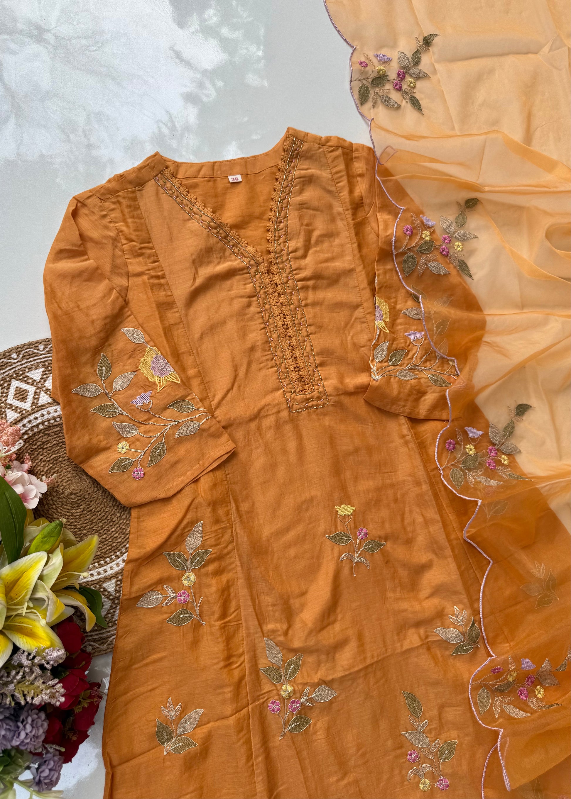 “PRAGYA” Beautiful Mul Chanderi straight kurta set