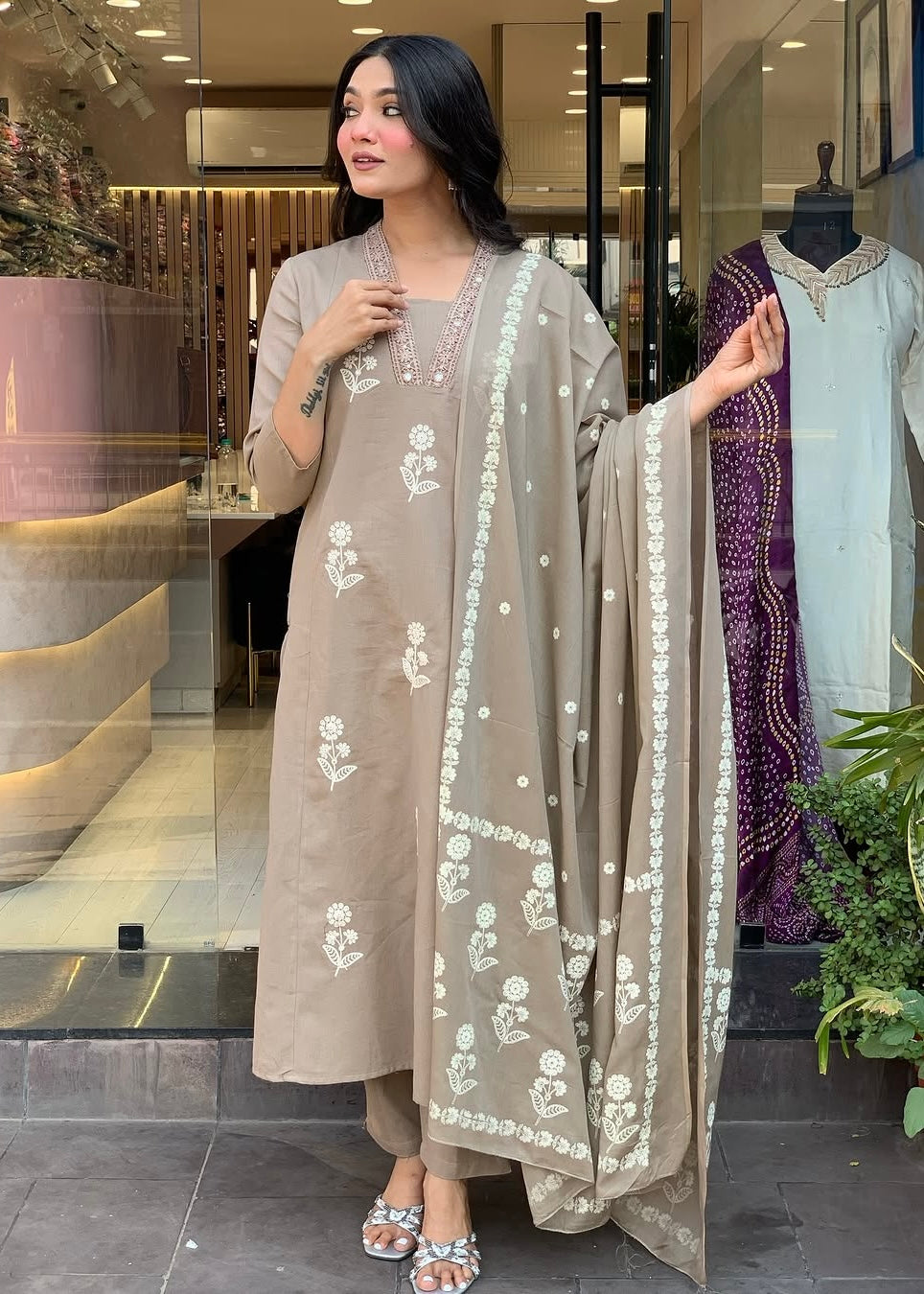 “ALICE" Premium Flex cotton embroidered work kurta set