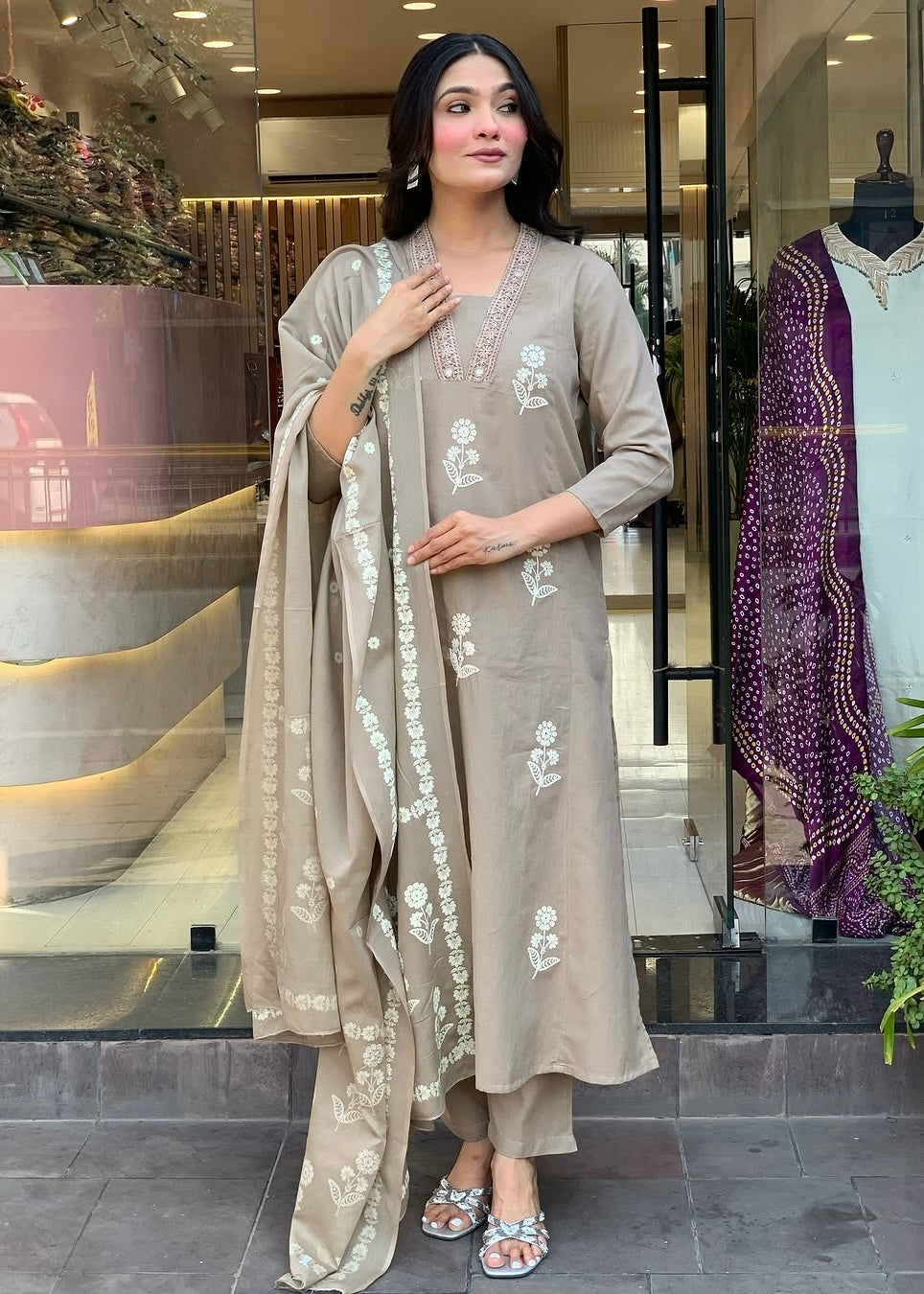 “ALICE" Premium Flex cotton embroidered work kurta set
