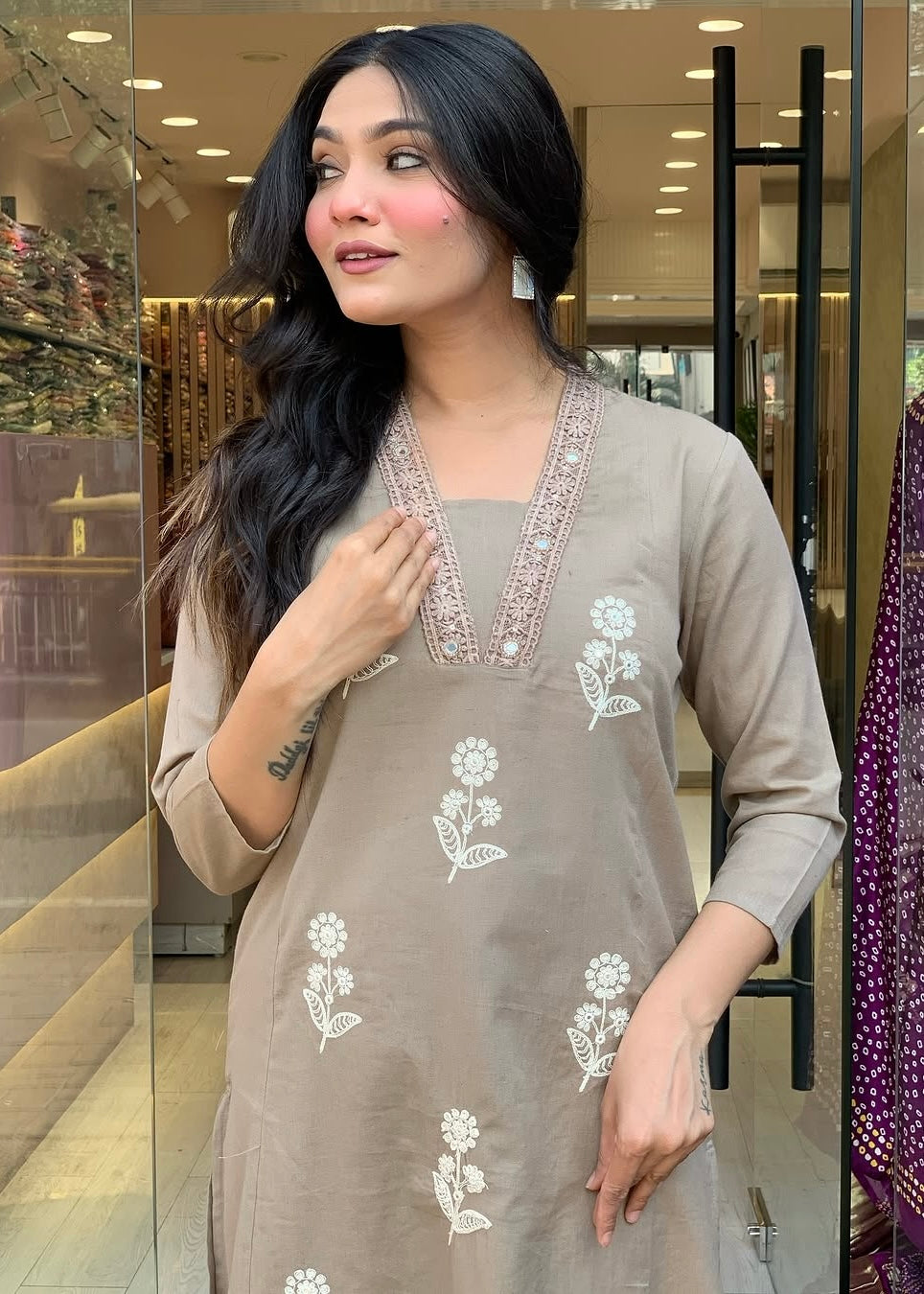 “ALICE" Premium Flex cotton embroidered work kurta set
