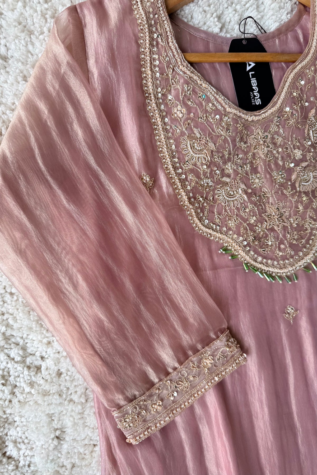 ✨Iqra - Mauve Pink Crushed Tissue A-Line Kurta sets