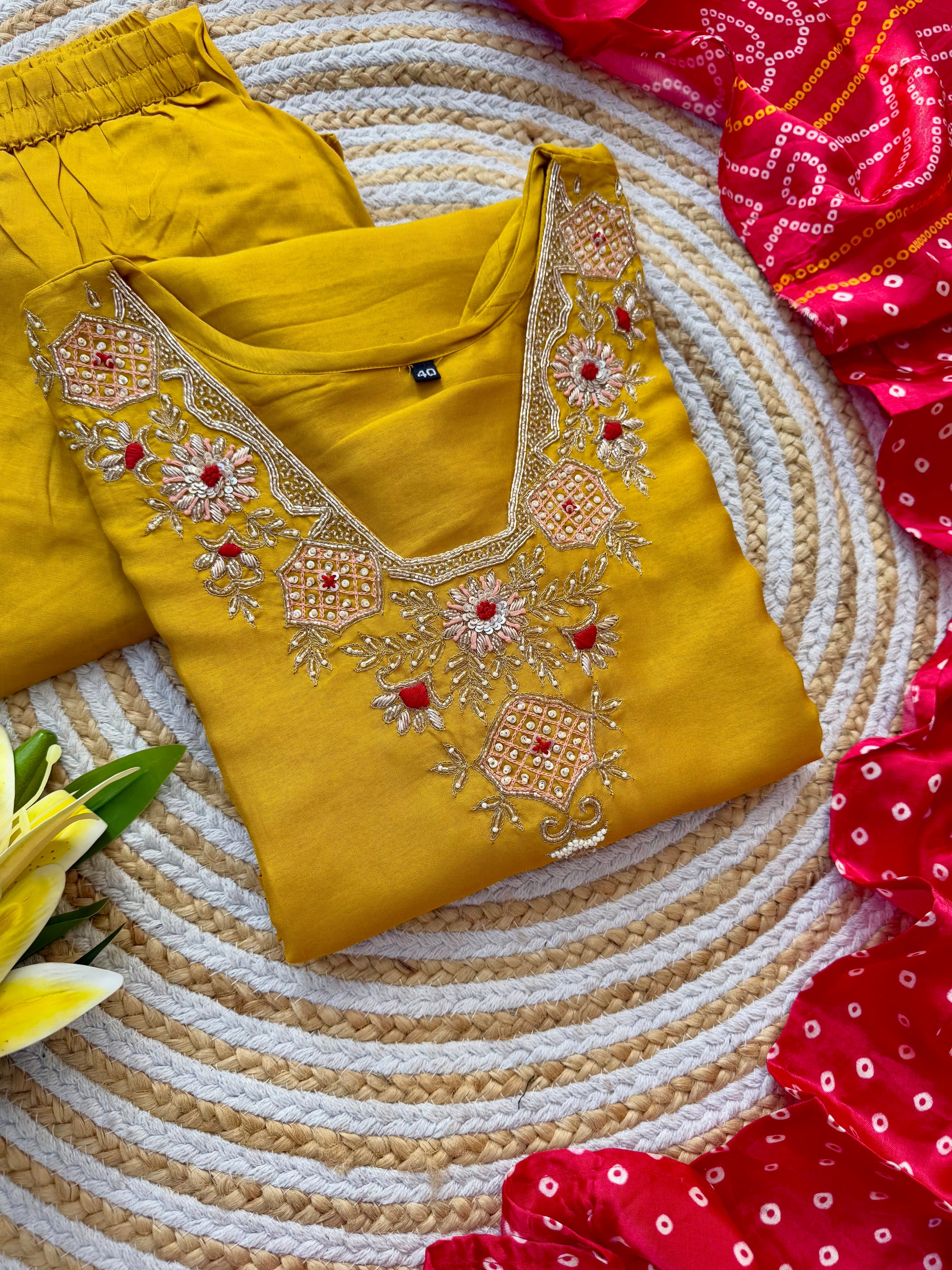 “SHARARA” Yellow shades dola silk kurti plazzo with gajji silk dupatta set