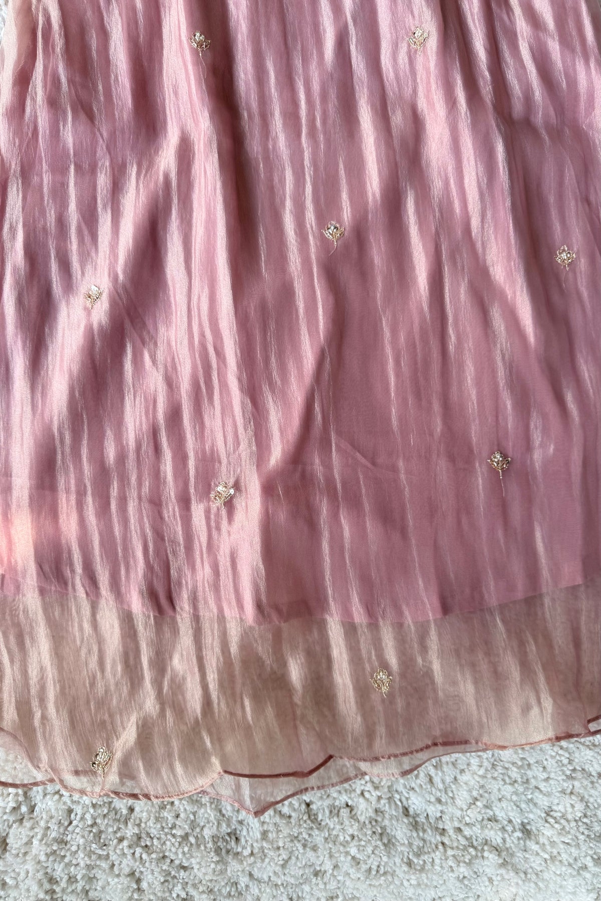 ✨Iqra - Mauve Pink Crushed Tissue A-Line Kurta sets