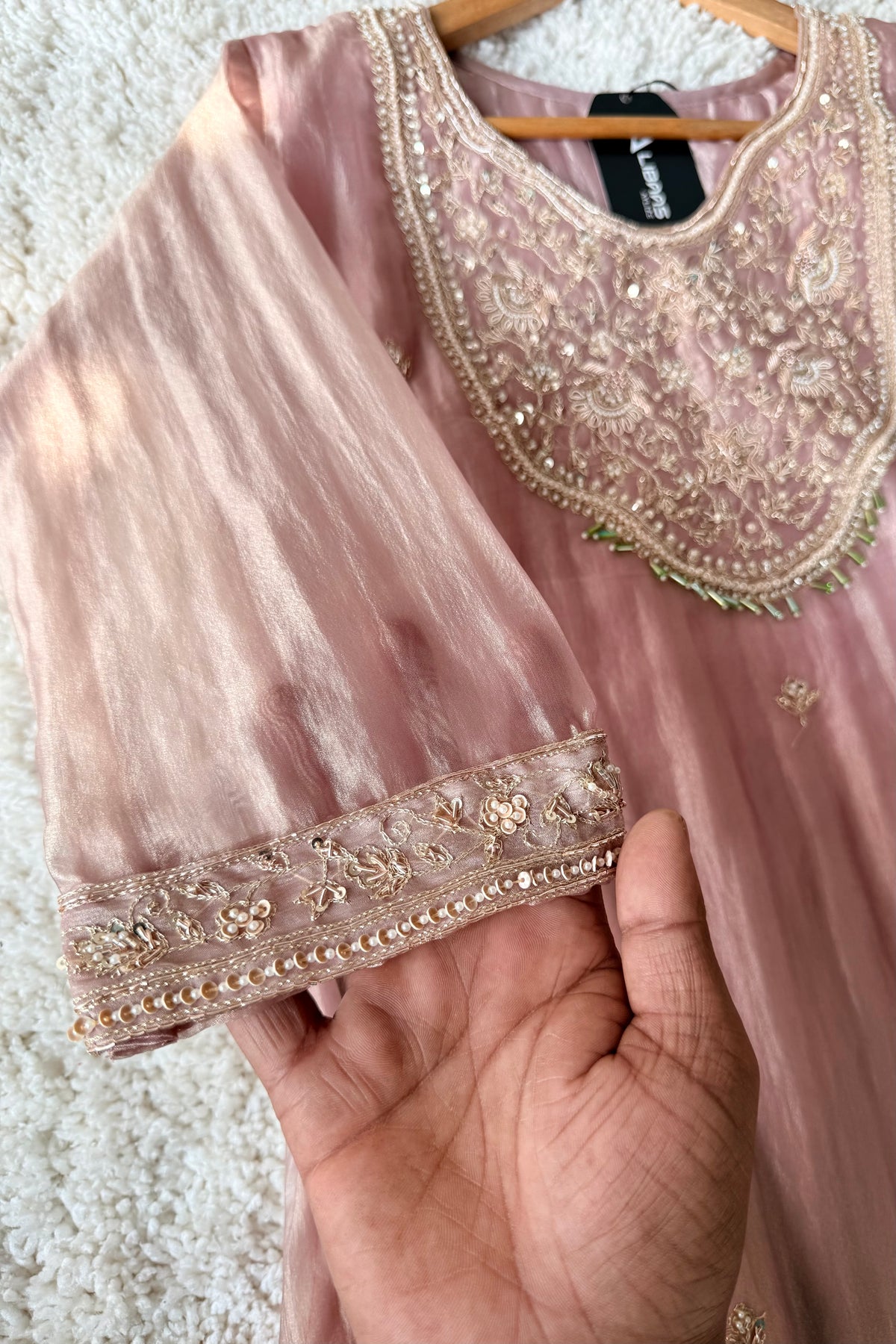 ✨Iqra - Mauve Pink Crushed Tissue A-Line Kurta sets