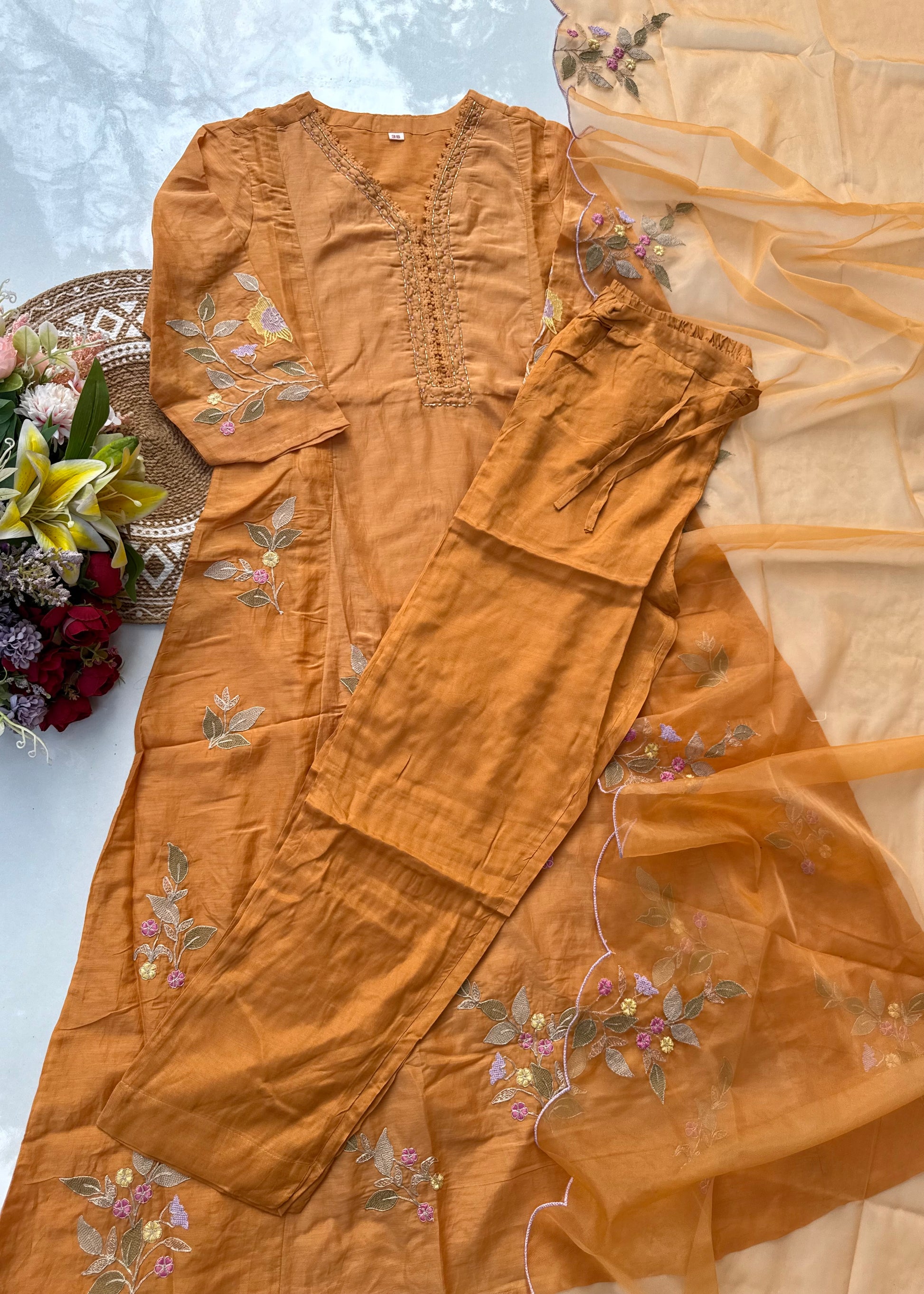 “PRAGYA” Beautiful Mul Chanderi straight kurta set