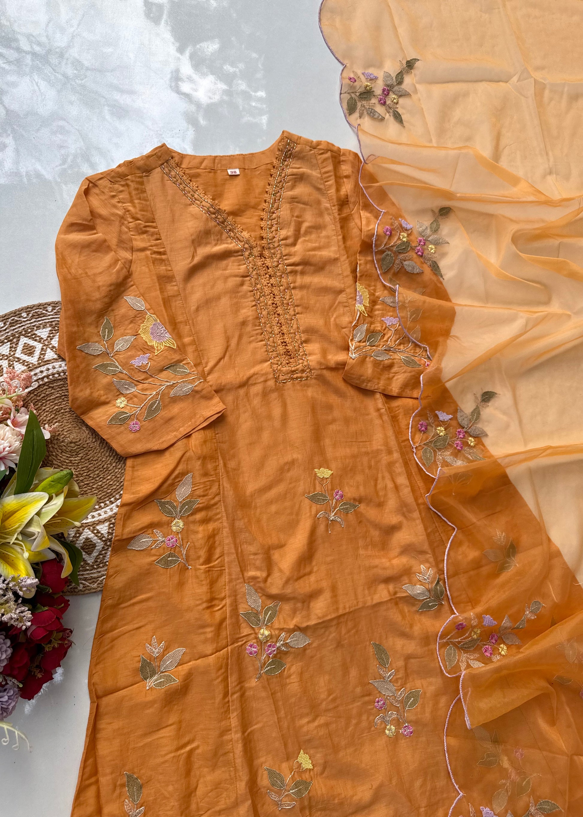 “PRAGYA” Beautiful Mul Chanderi straight kurta set