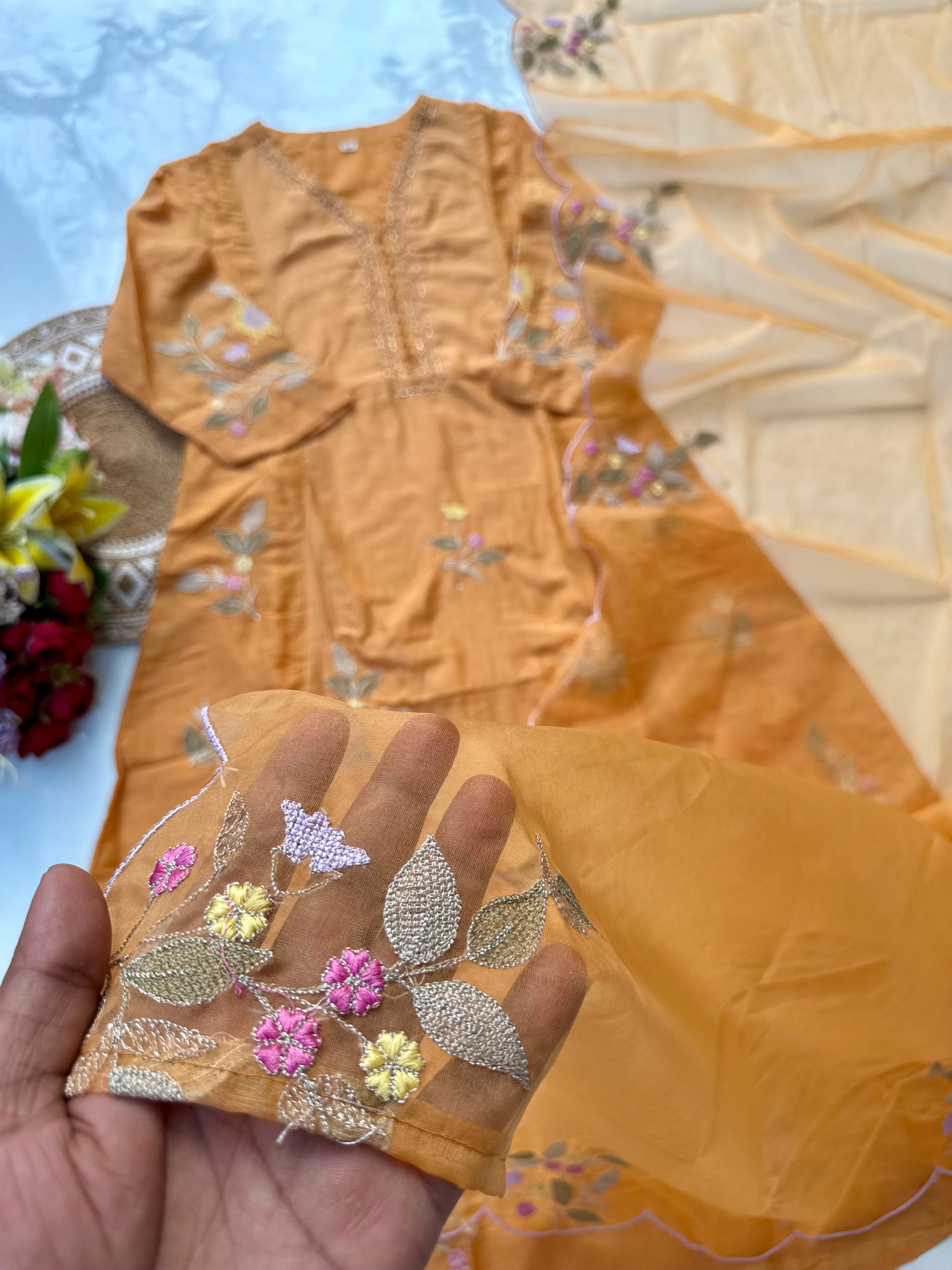 “PRAGYA” Beautiful Mul Chanderi straight kurta set