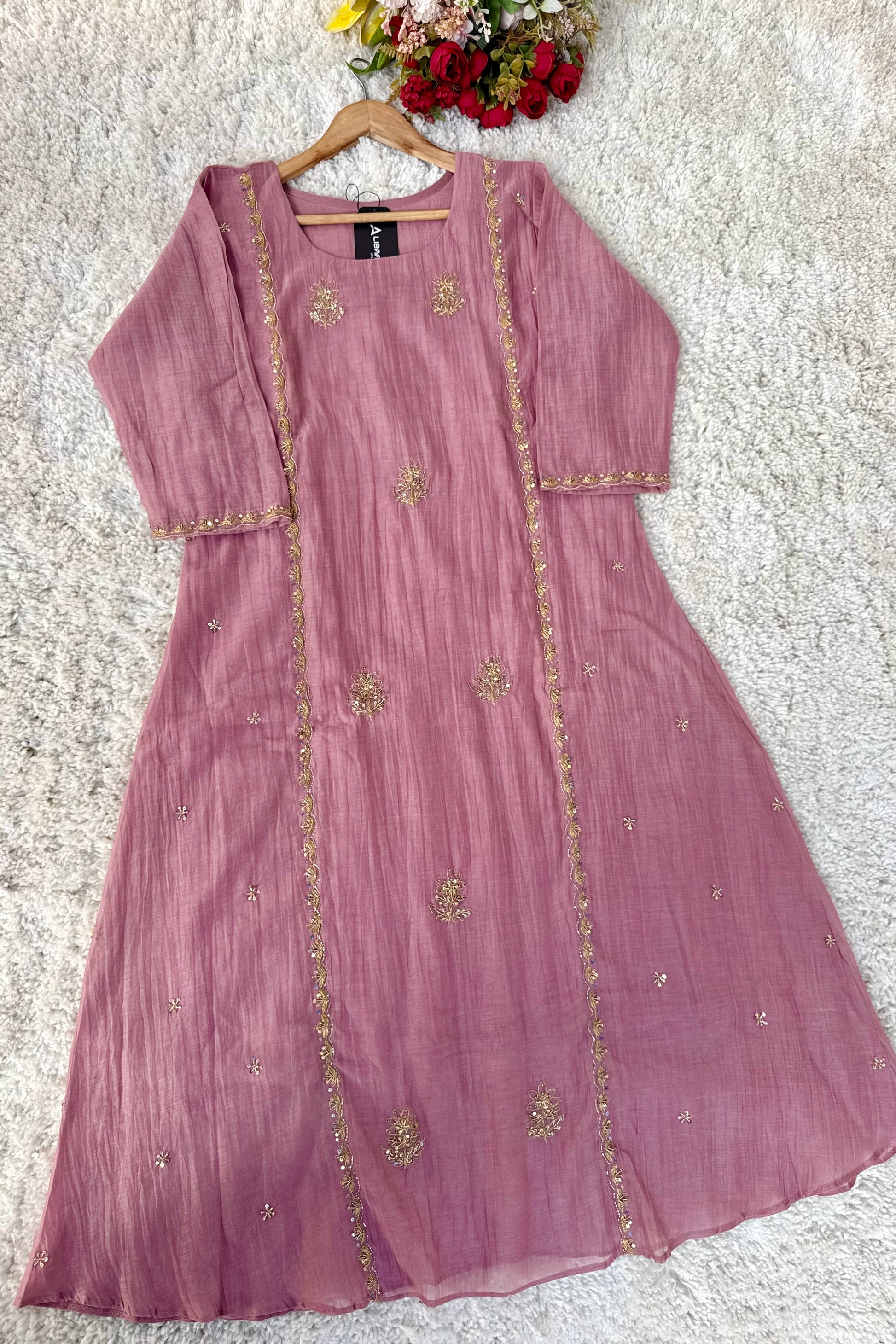 “Ujjwal” Trending Pink Mul Chanderi A Line Suit 🛍️