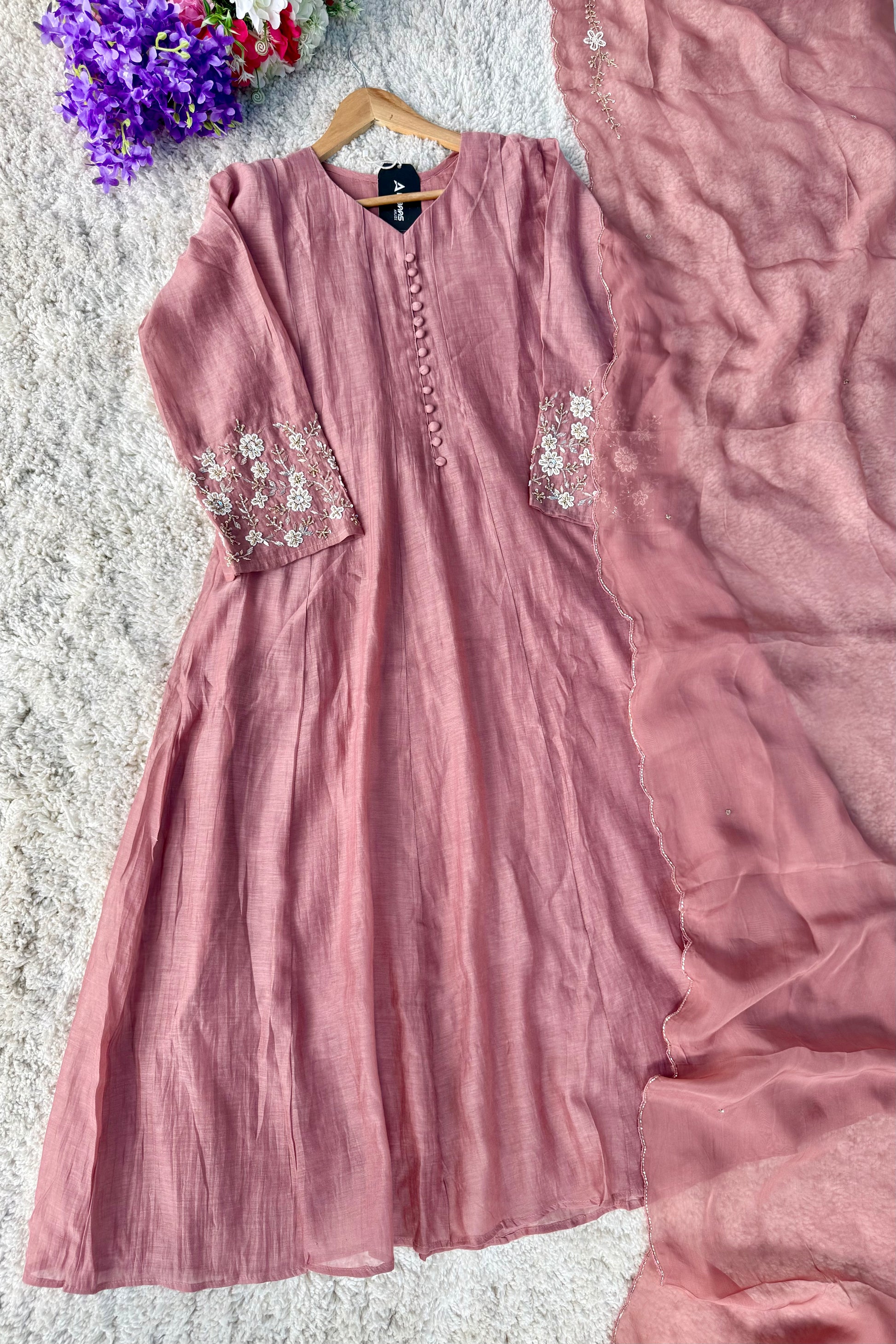 ✨Ay10- Pre Book Beautiful Mul Chanderi A Line Kurta set