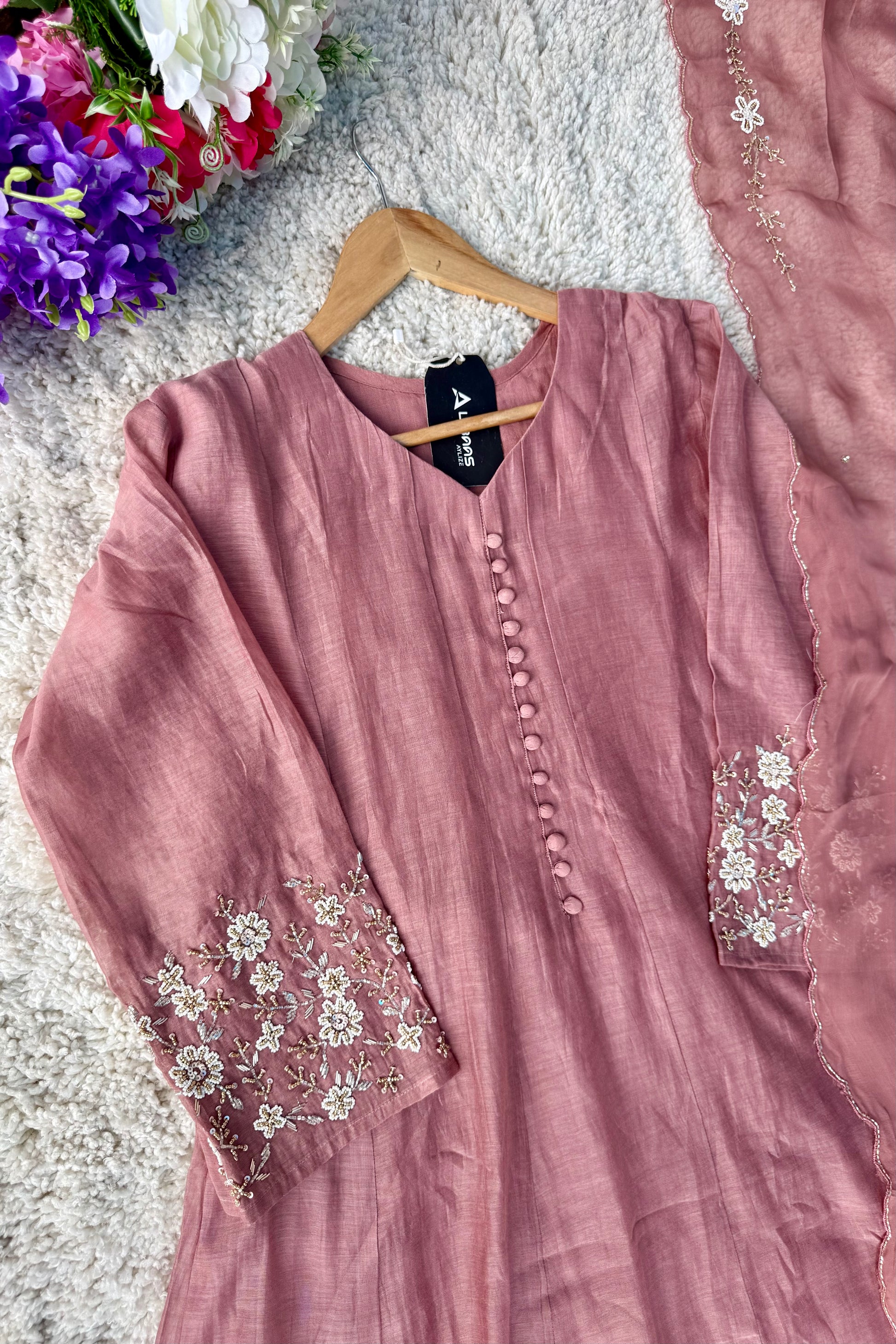 ✨Ay10- Pre Book Beautiful Mul Chanderi A Line Kurta set