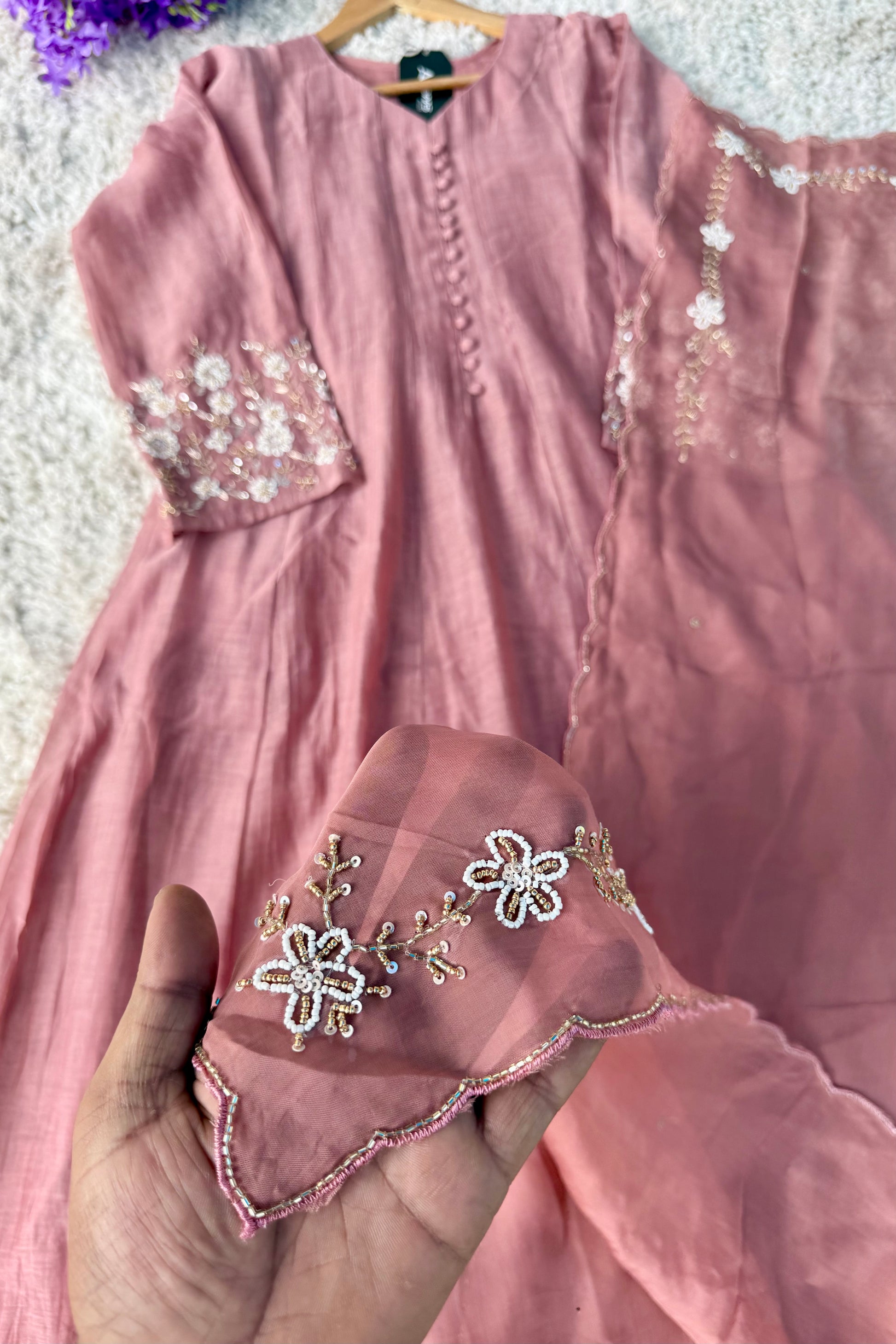✨Ay10- Pre Book Beautiful Mul Chanderi A Line Kurta set