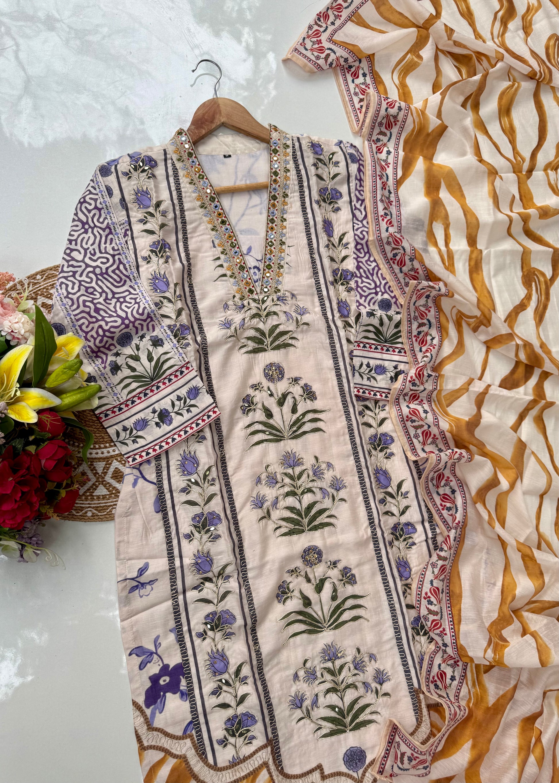 “MILAN" Premium Mul cotton handwork kurta set