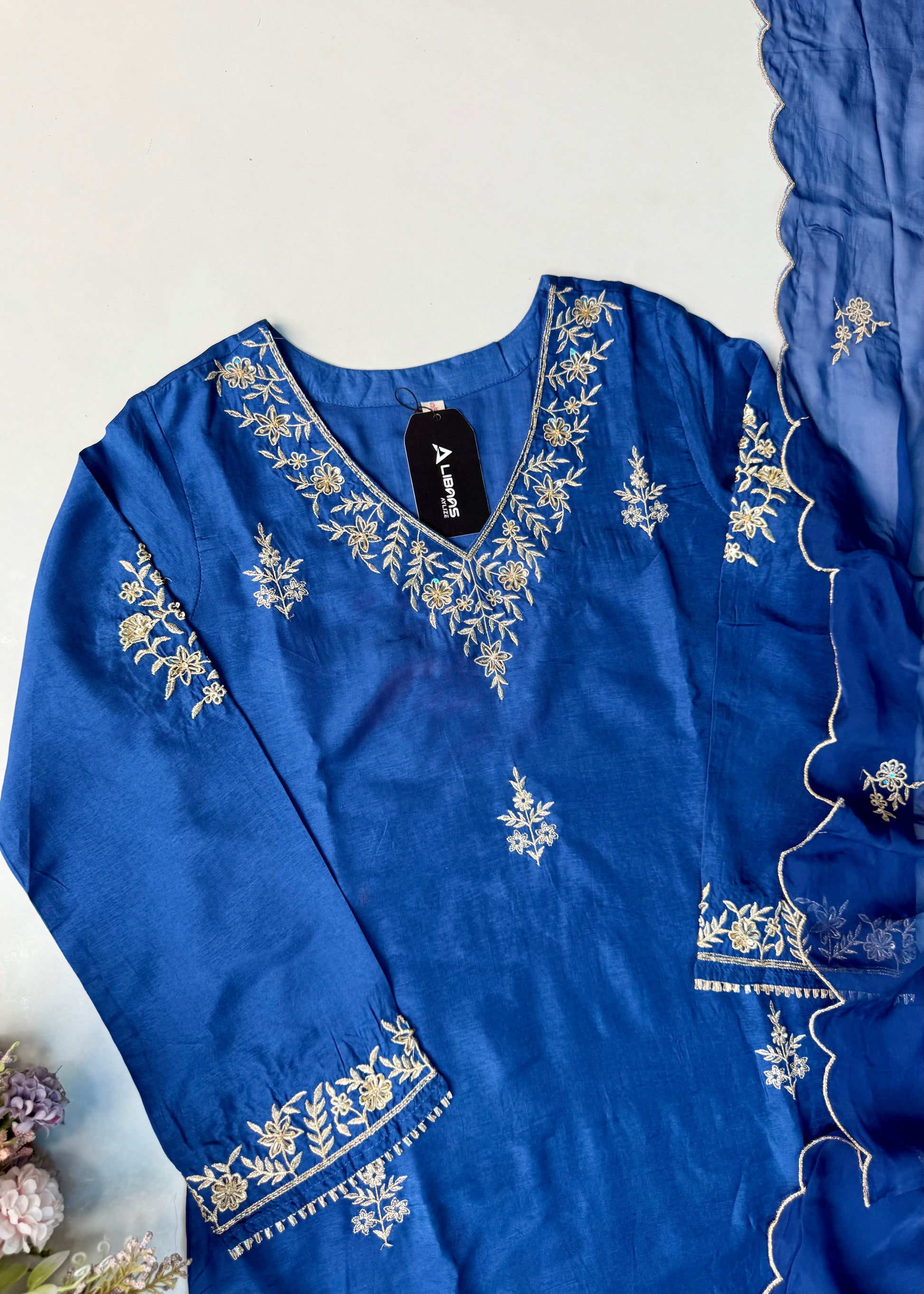 “Vanya” Beautiful Blue Dola silk handcrafted kurta set