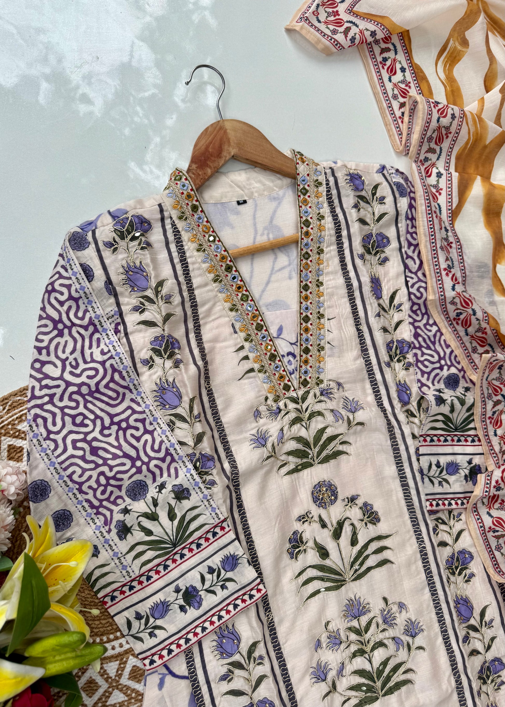 “MILAN" Premium Mul cotton handwork kurta set