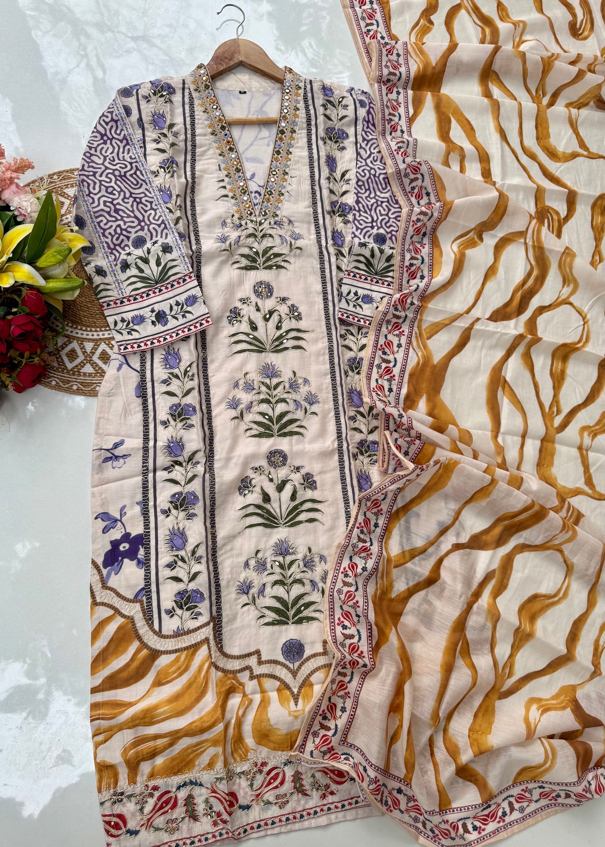 “MILAN" Premium Mul cotton handwork kurta set