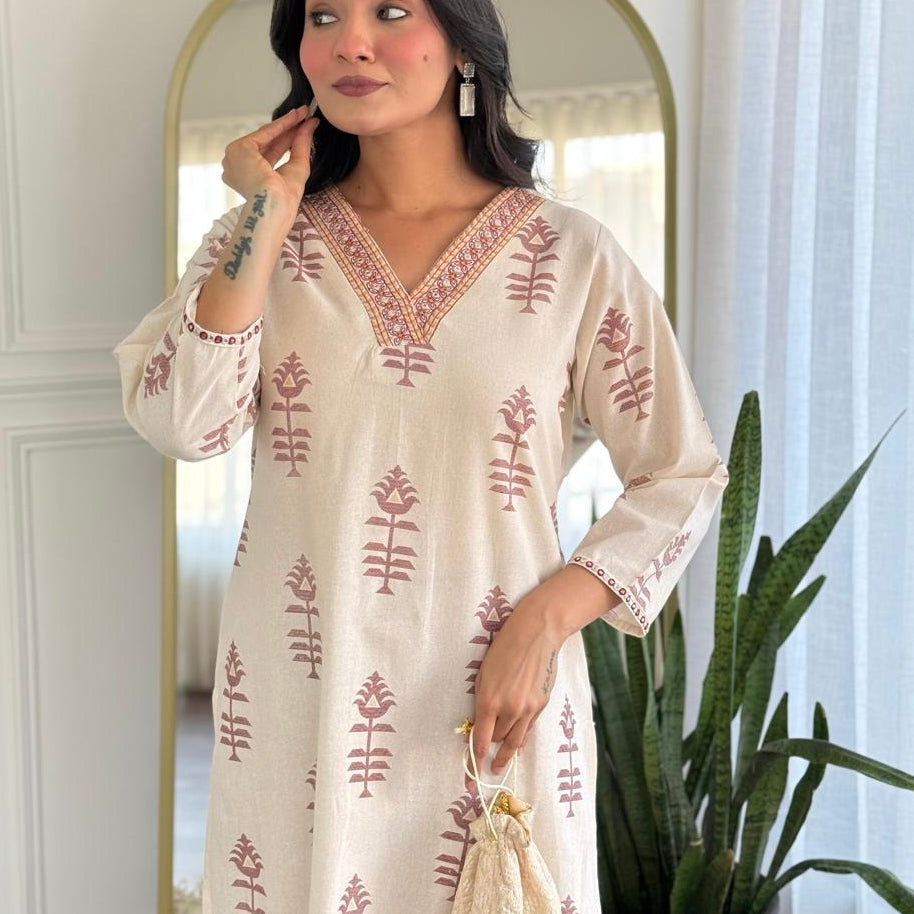“MISHA" Premium cotton daily wear kurti pant set