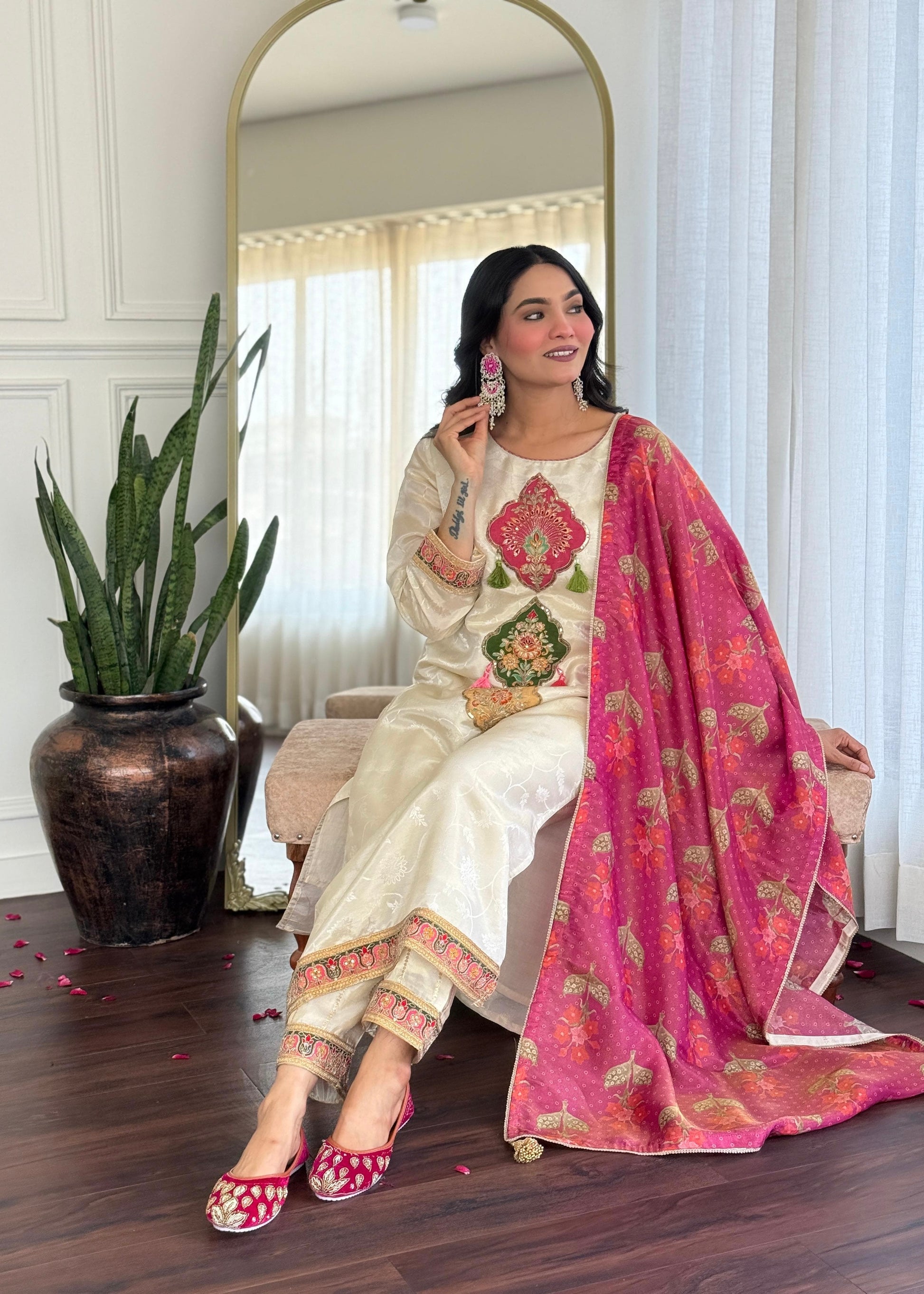 “DISHA” Beautiful Shimmer silk party wear suit set