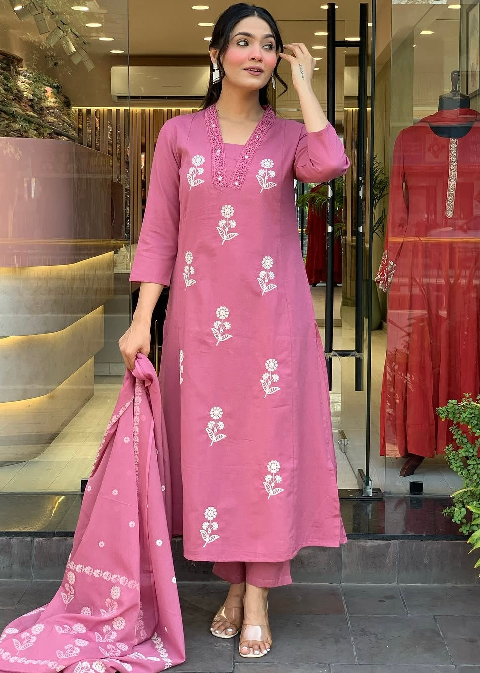 “ALICE" Premium Flex cotton embroidered work kurta set