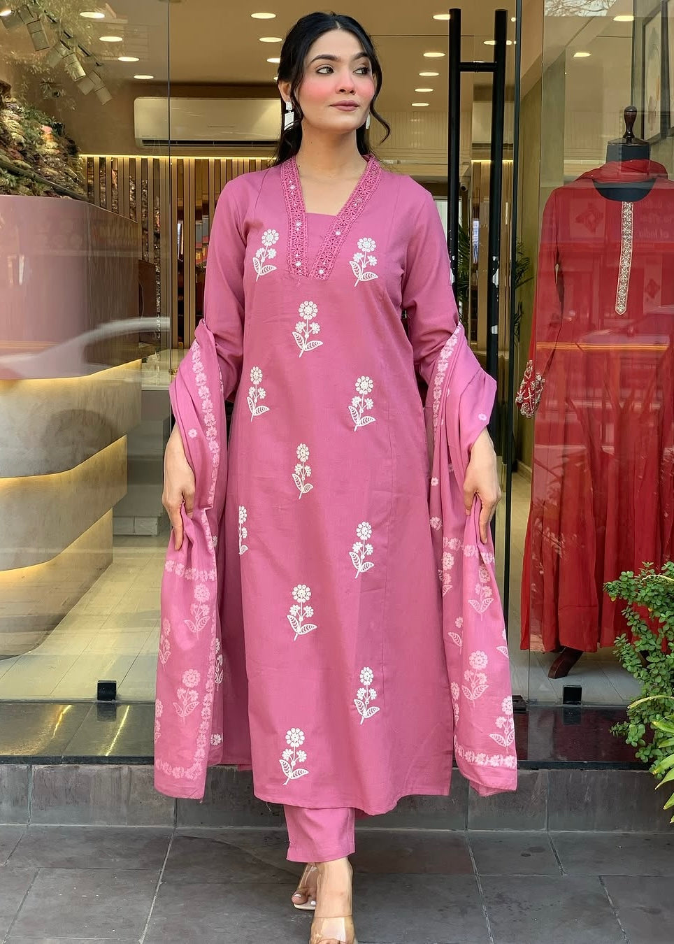 “ALICE" Premium Flex cotton embroidered work kurta set
