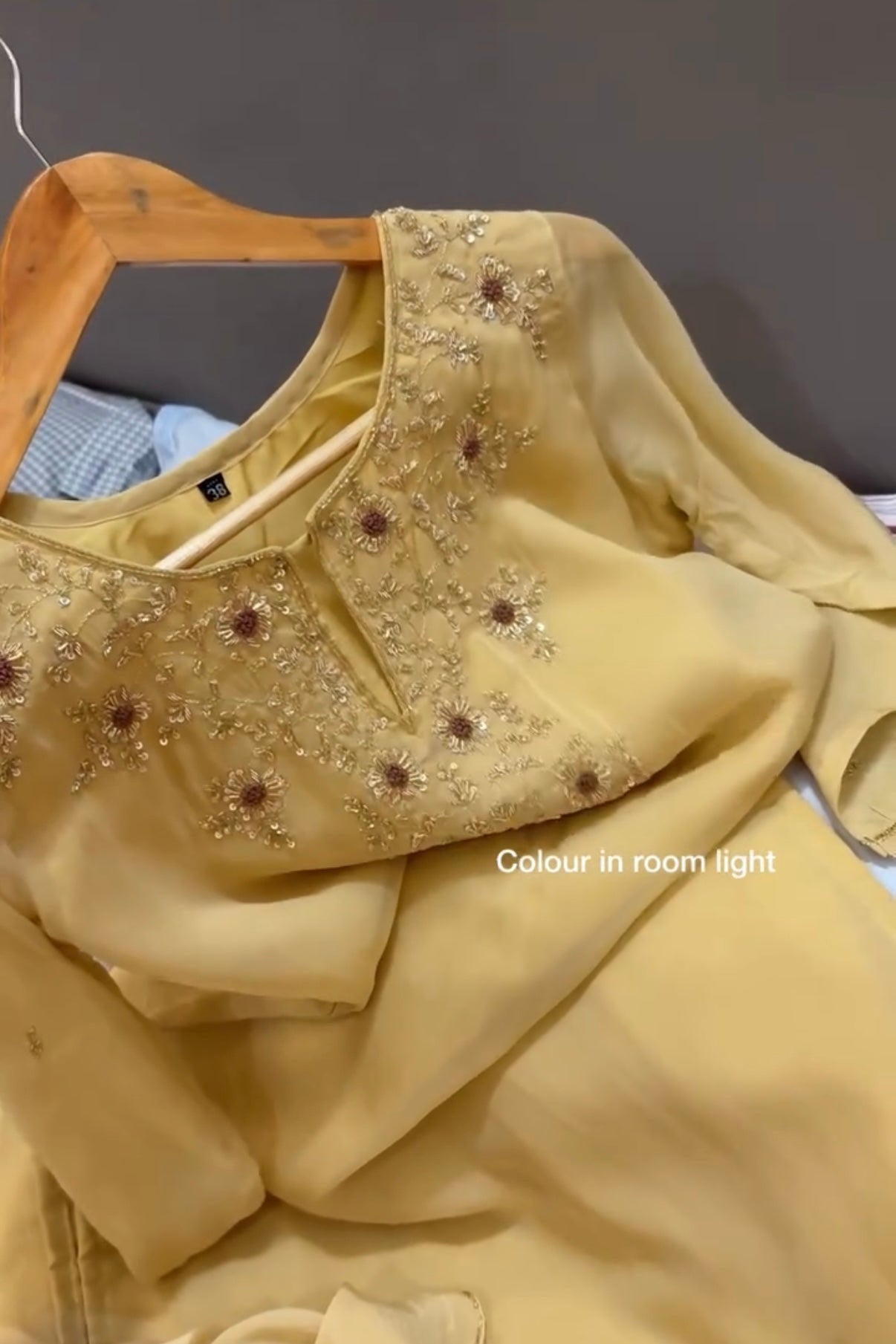 "Palermo” Beige Biscuit viscose organza kurti bottom dupatta set 🛍️