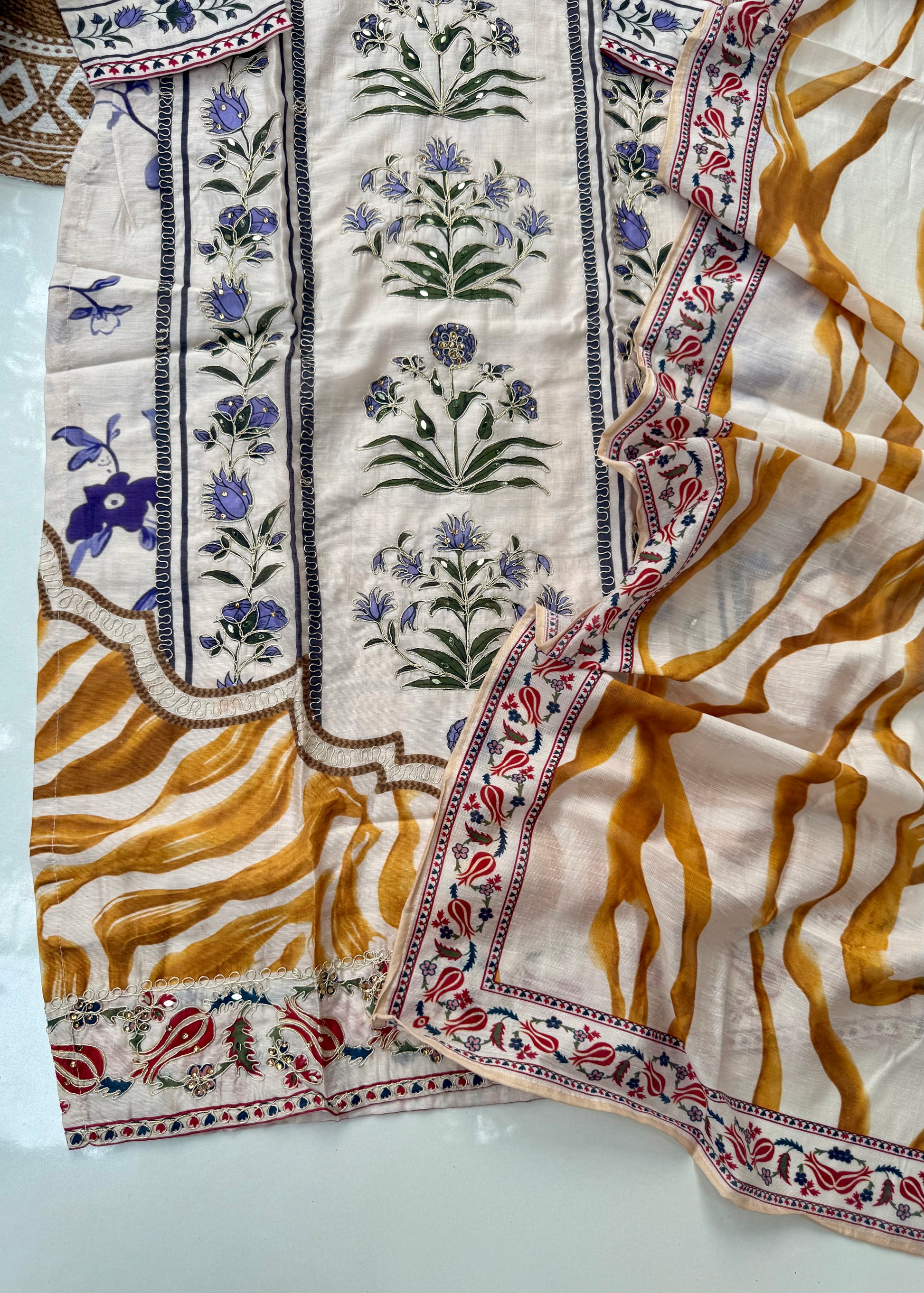 “MILAN" Premium Mul cotton handwork kurta set