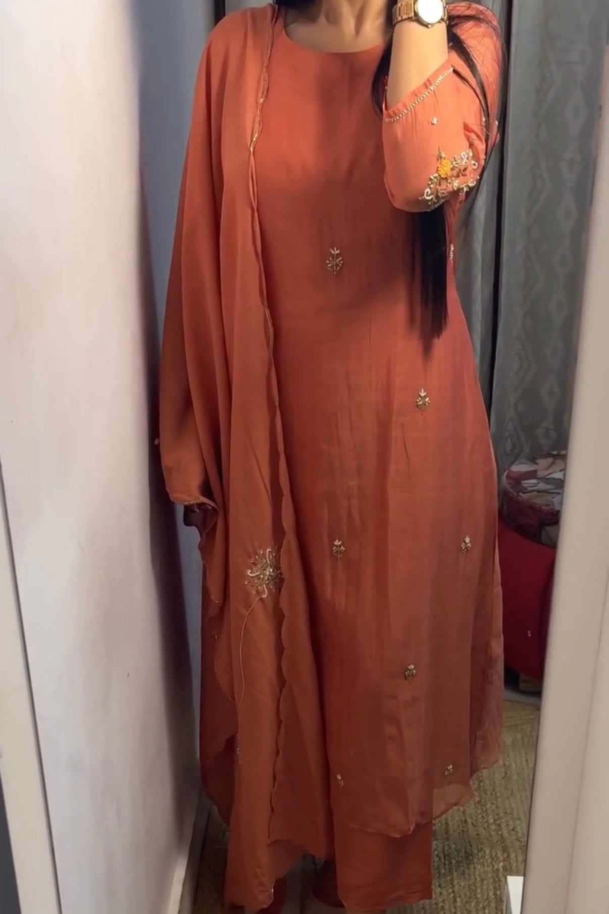 “Iqrah” premium Mul-Chanderi Party wear A Line suit set