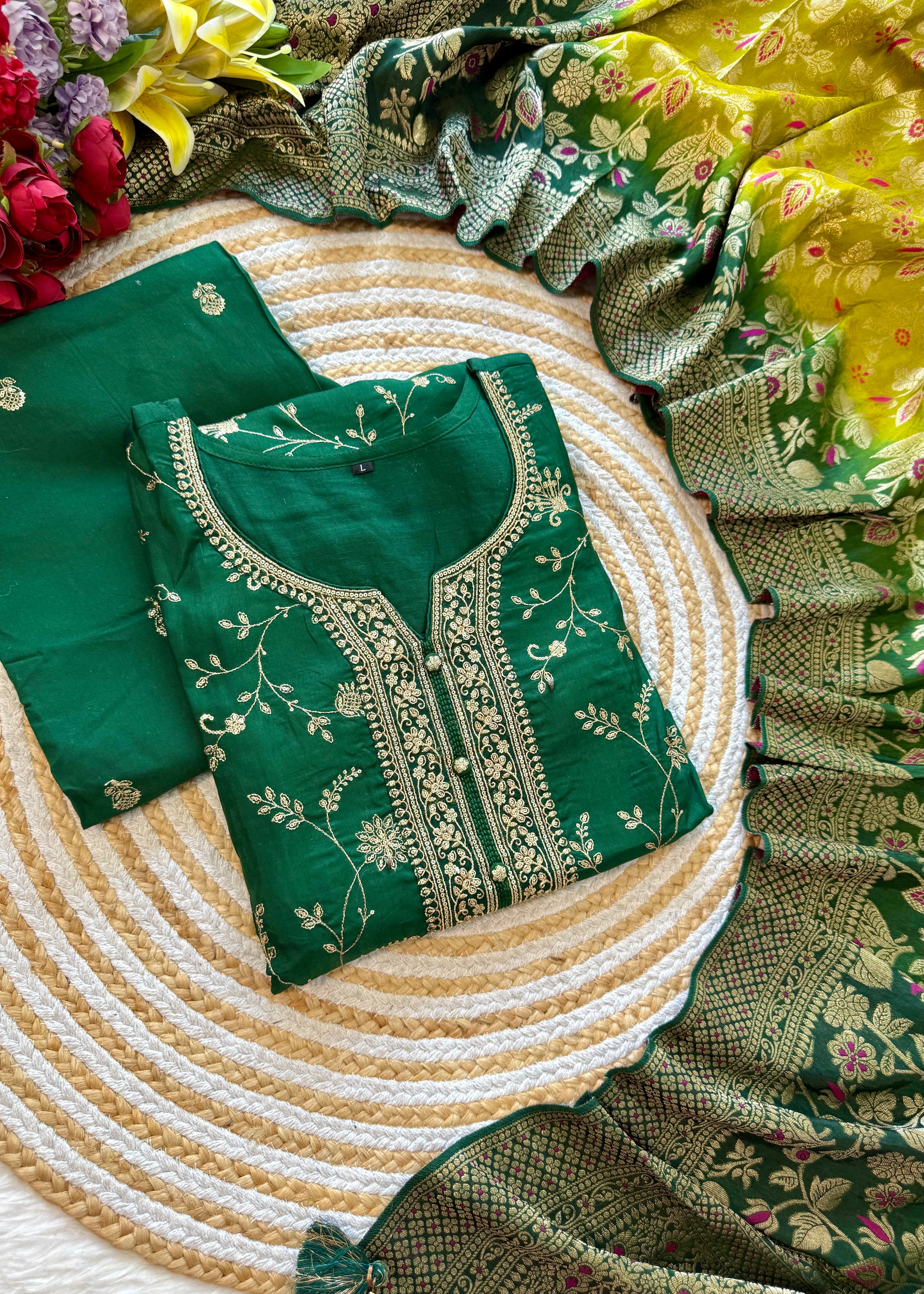 “AYAT” Festive wear Jacquard silk kurta palazzo set